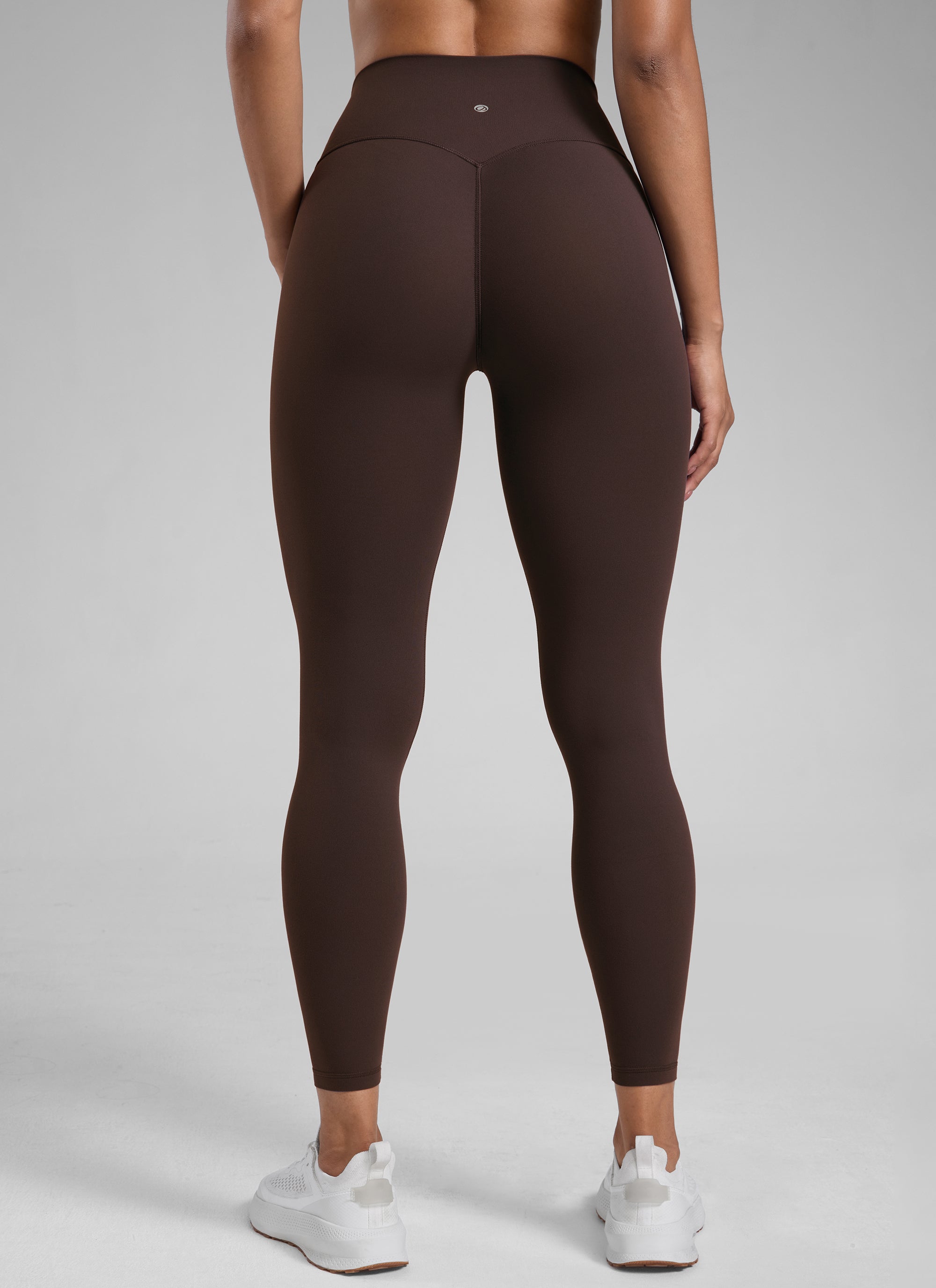 CRZ YOGA Wanita Butterlift Seluar Legging Punggung Berkerut Tinggi Tanpa Jahitan Depan Coklat Fudge Panas