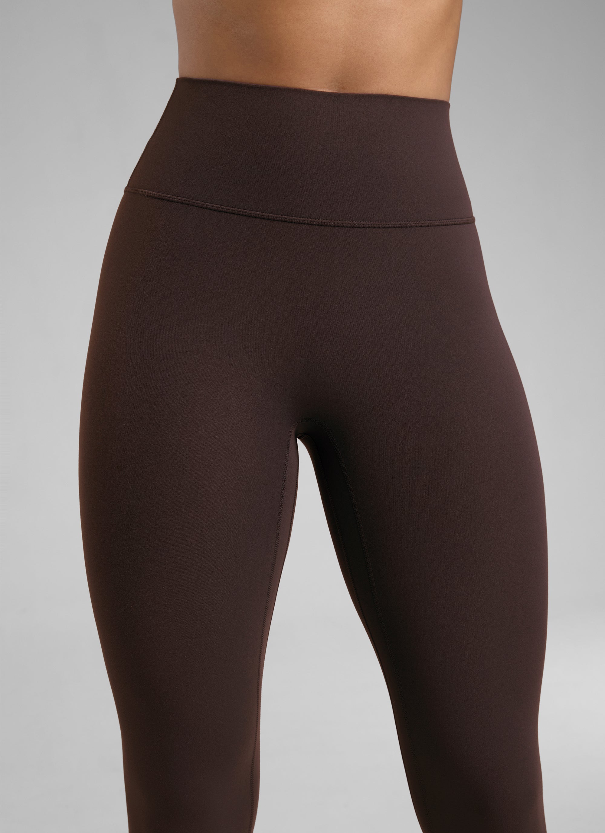 CRZ YOGA Wanita Butterlift Seluar Legging Punggung Berkerut Tinggi Tanpa Jahitan Depan Coklat Fudge Panas