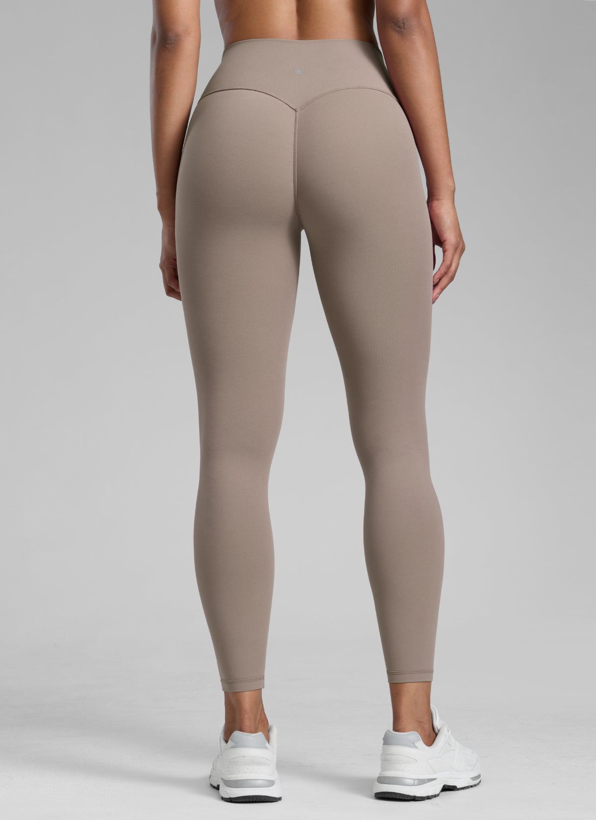 CRZ YOGA Wanita Butterlift Legging Punggung Berkerut Tinggi Tanpa Jahitan Depan Latte Berkrim