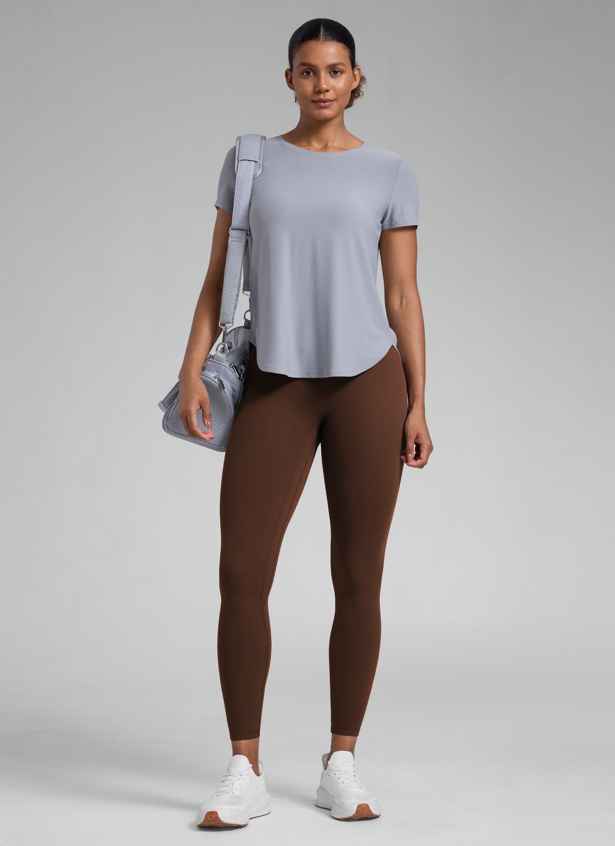 CRZ YOGA Wanita Butterlift Legging Punggung Berkerut Tinggi Tanpa Jahitan Depan Coklat Lava