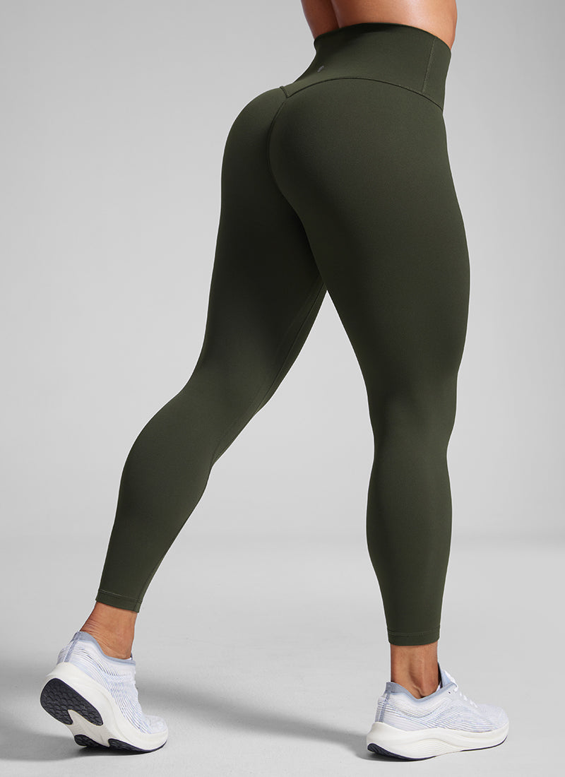 CRZ YOGA Wanita Butterlift Seluar Legging Punggung Berkedut Tinggi Tanpa Jahitan Depan Hijau Zaitun