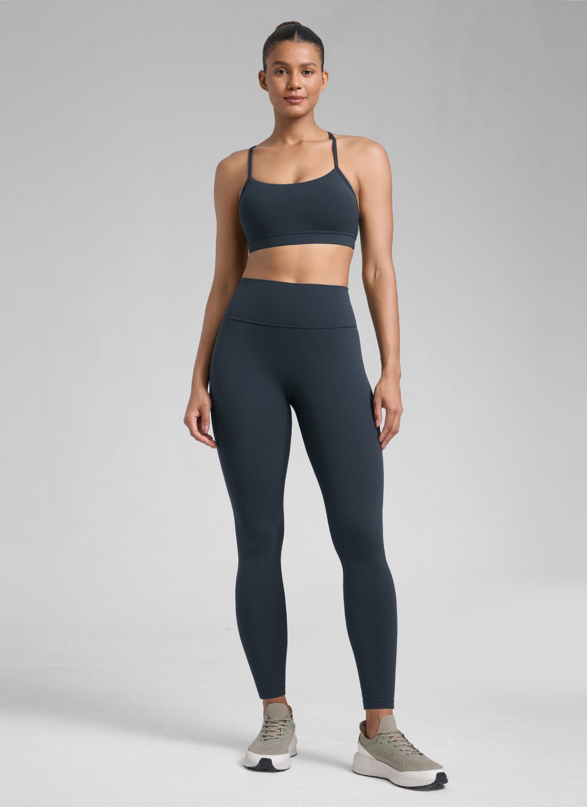 CRZ YOGA Senaman Secretsculpt™ Wanita Legging Tanpa Jahitan Depan 28'' Biru Laut Sejati