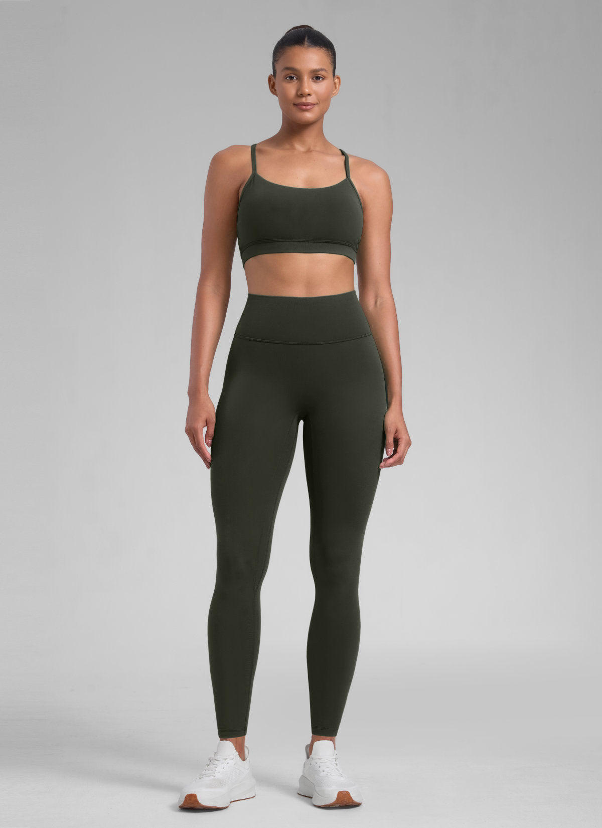 Senaman CRZ YOGA Wanita Secretsculpt™ Legging Tanpa Jahitan Depan 28'' Hijau Zaitun