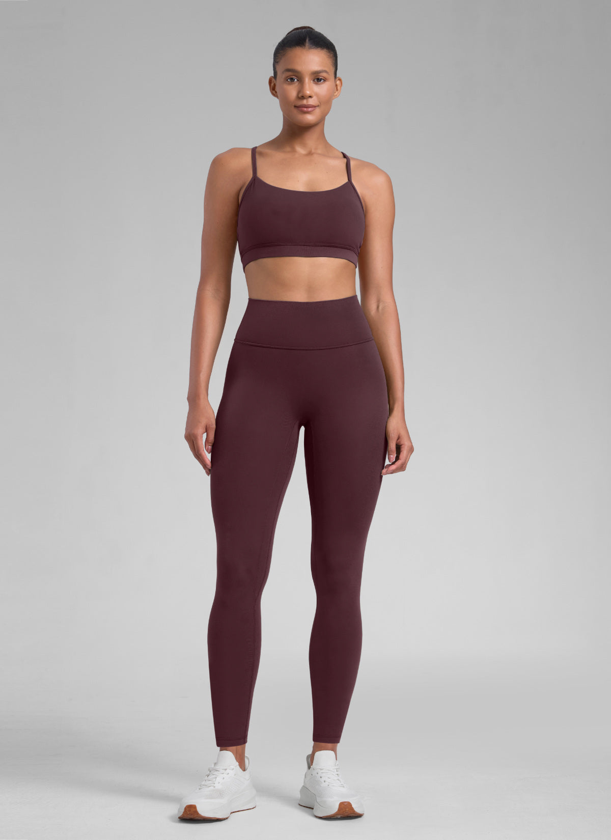 CRZ YOGA Senaman Secretsculpt™ Wanita Legging Tanpa Jahitan Depan Warna Plum Masak 28''
