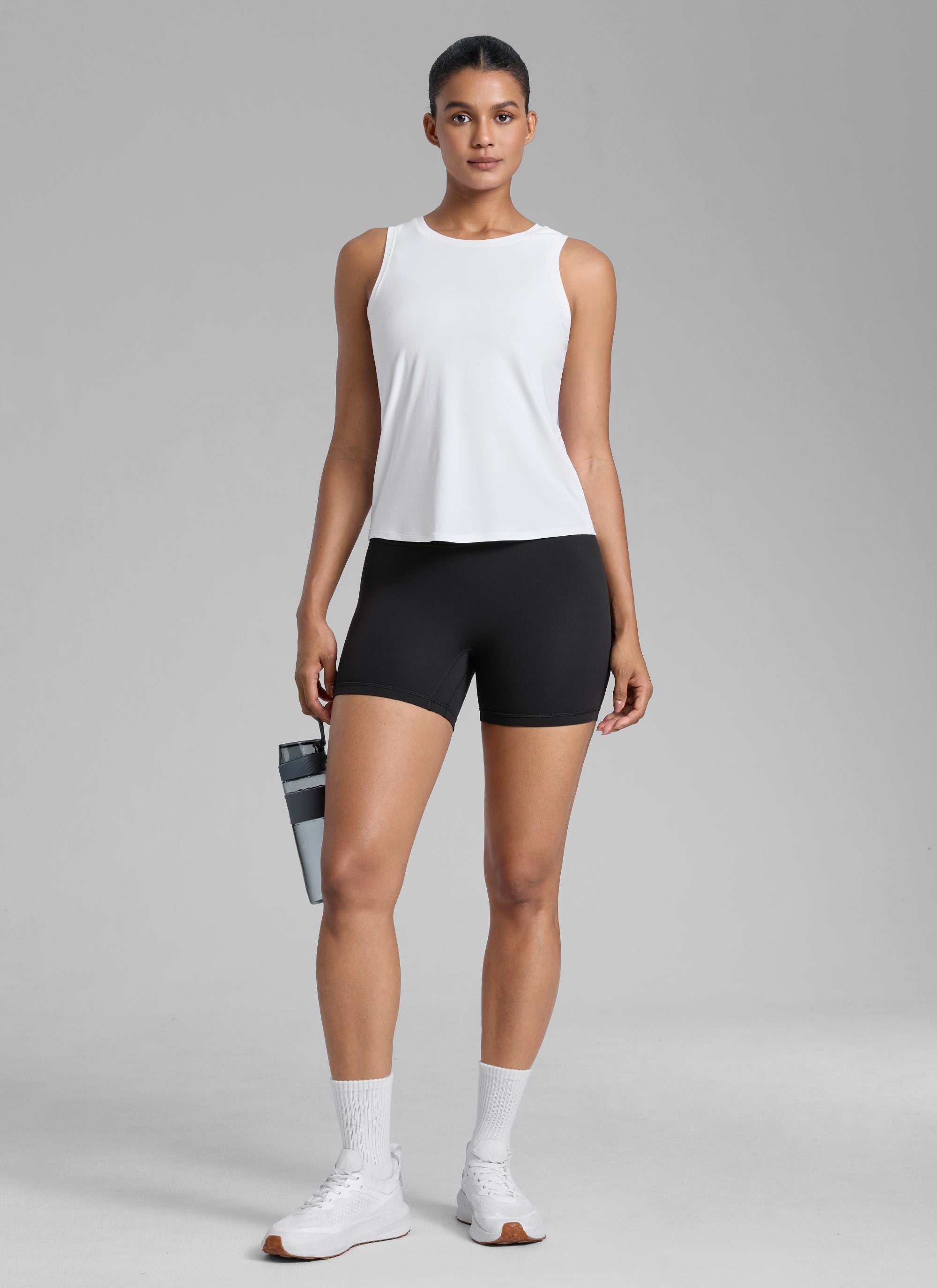 CRZ YOGA Wanita Butterlift Seluar Pendek Biker Senaman Atletik Scrunch Butt Hitam