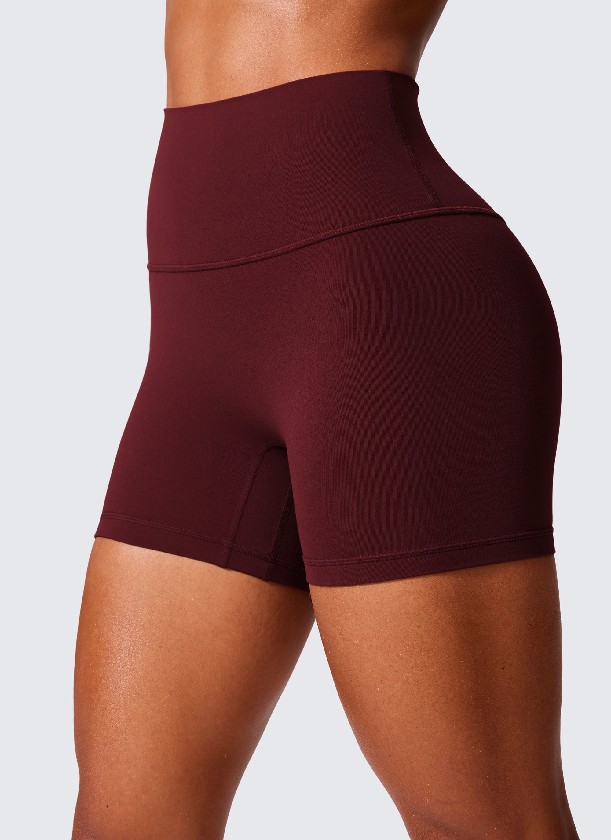 CRZ YOGA Wanita Butterlift Seluar Pendek Biker Senaman Atletik Scrunch Butt Merah Merlot