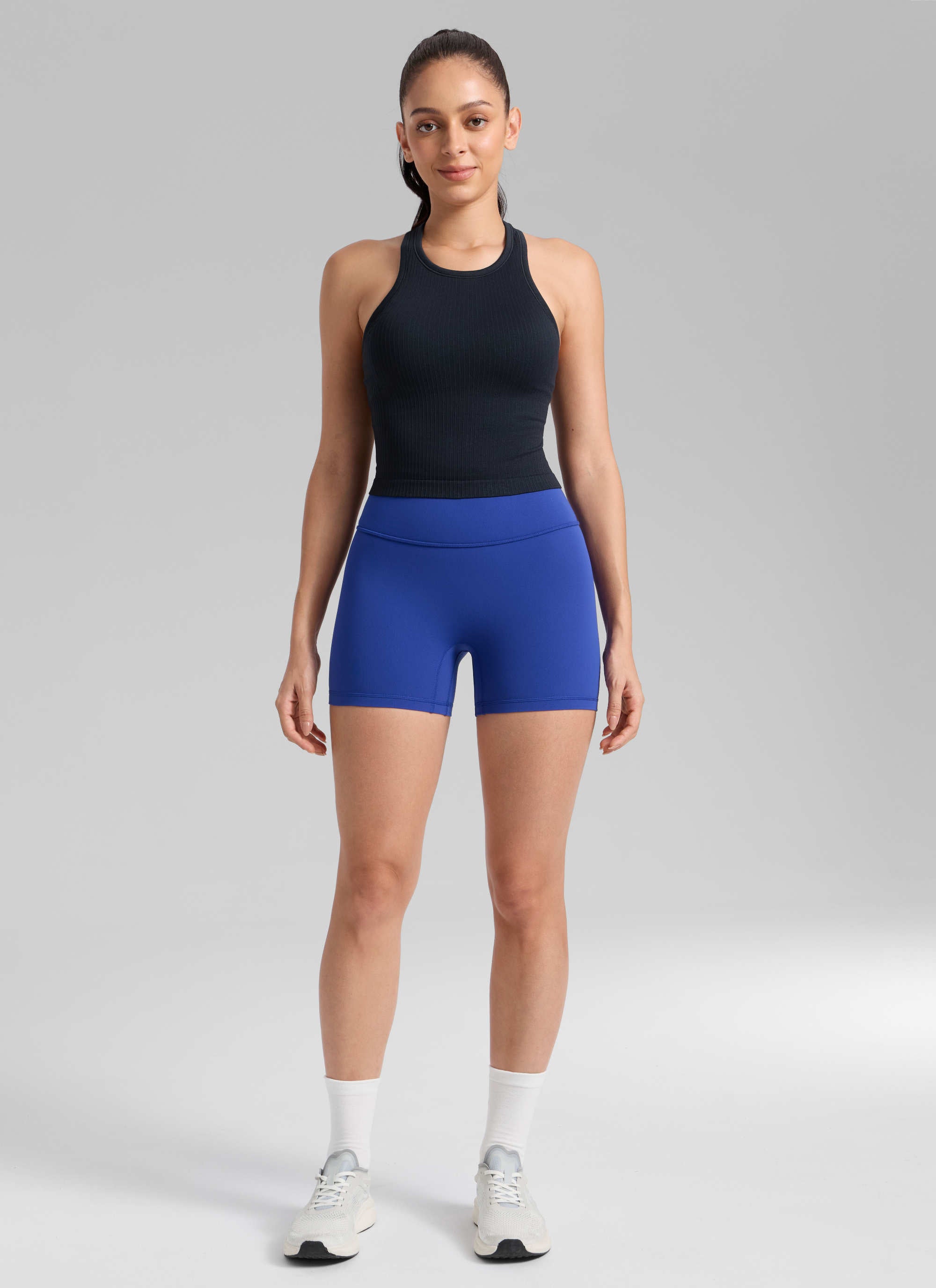 CRZ YOGA Wanita Butterlift Seluar Pendek Biker Senaman Atletik Scrunch Butt Biru Gelombang