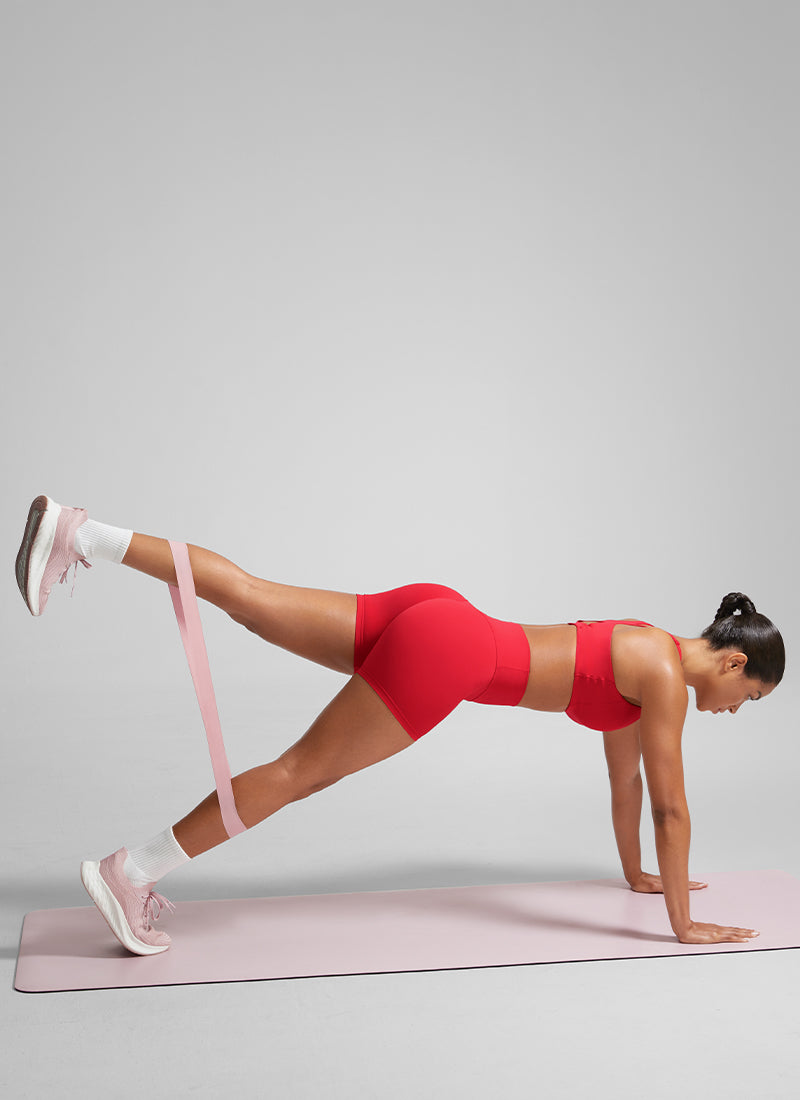 CRZ YOGA Wanita Butterlift Seluar Pendek Biker Senaman Atletik Scrunch Butt Aurora Red