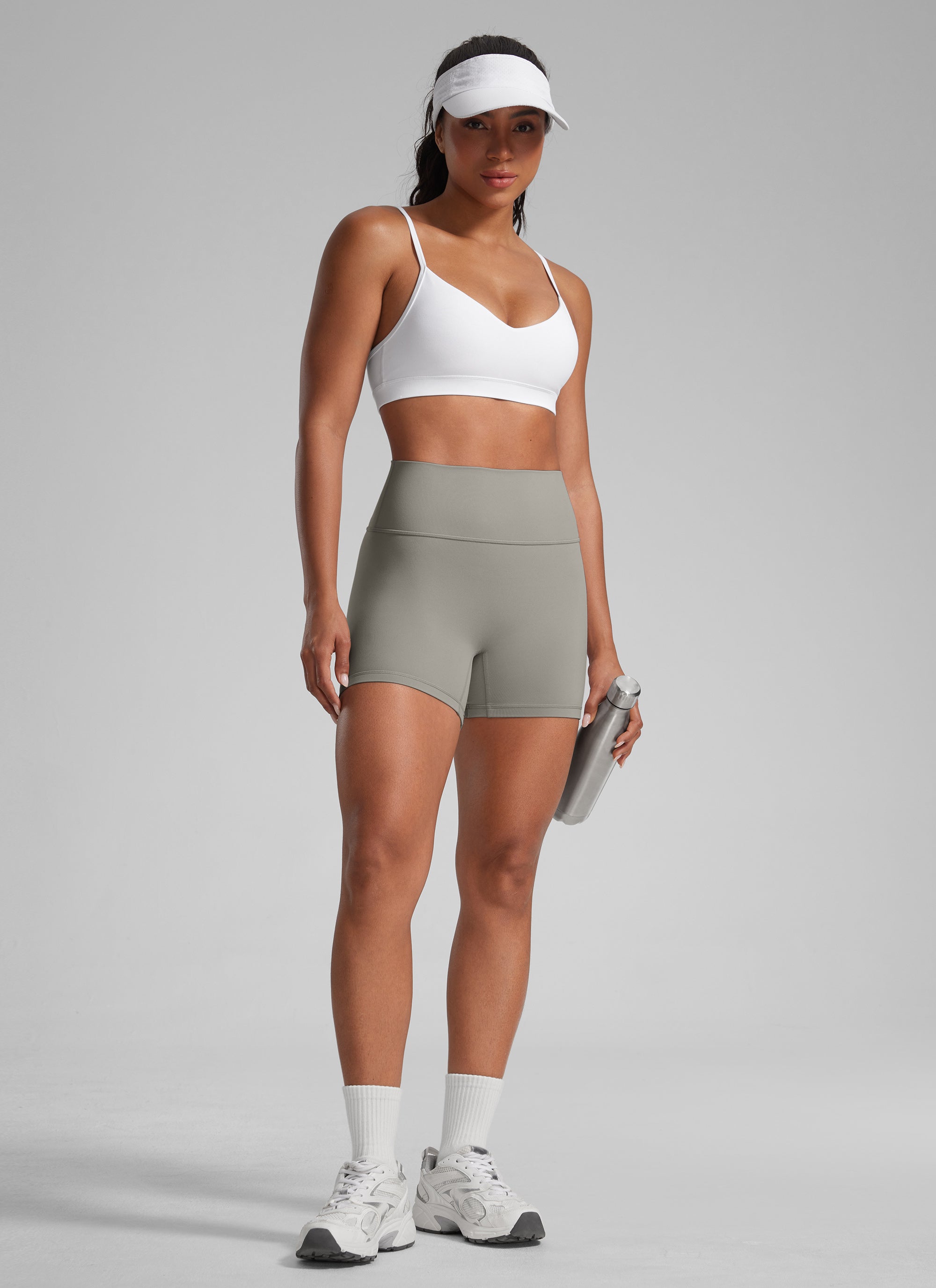 CRZ YOGA Wanita Butterlift Seluar Pendek Biker Senaman Atletik Scrunch Butt Rocky Grey
