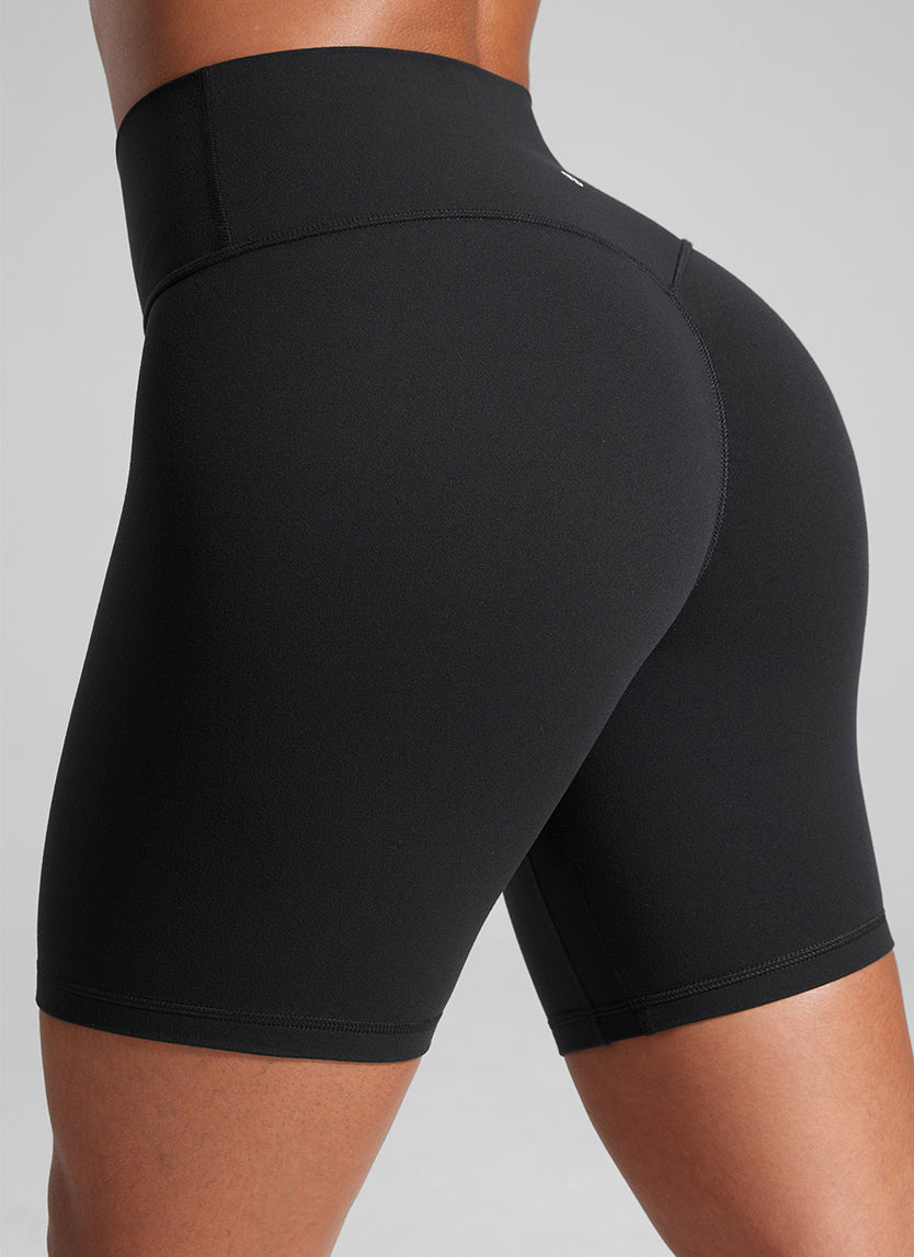 CRZ YOGA Butterlift Seluar Pendek Biker Wanita Scrunch Butt 6'' Tanpa Jahitan Depan Hitam