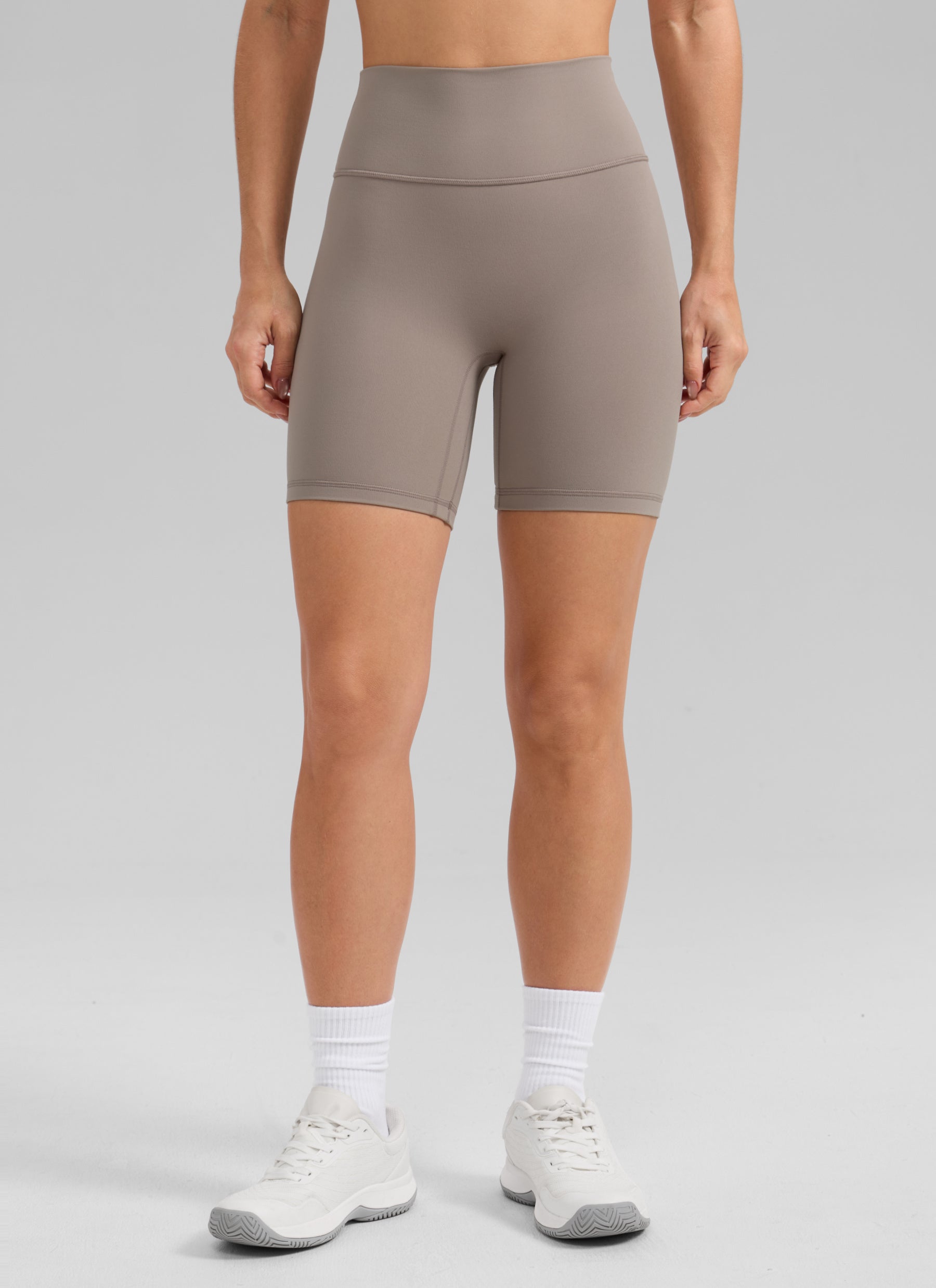 CRZ YOGA Butterlift Seluar Pendek Biker Wanita Scrunch Butt Latte Berkrim 6'' Tanpa Jahitan Depan