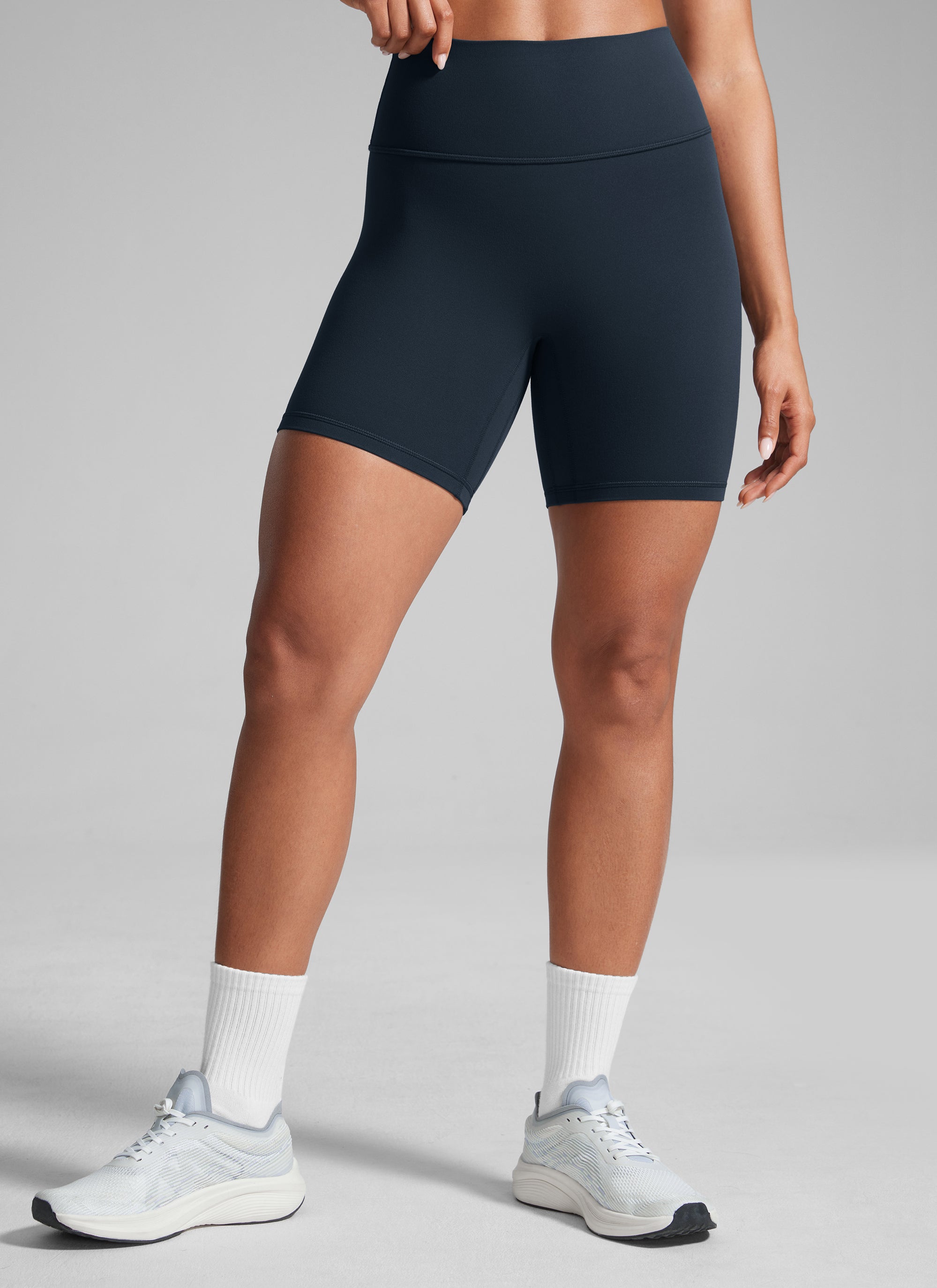 CRZ YOGA Butterlift Seluar Pendek Biker Wanita Scrunch Butt 6'' Tanpa Jahitan Depan True Navy