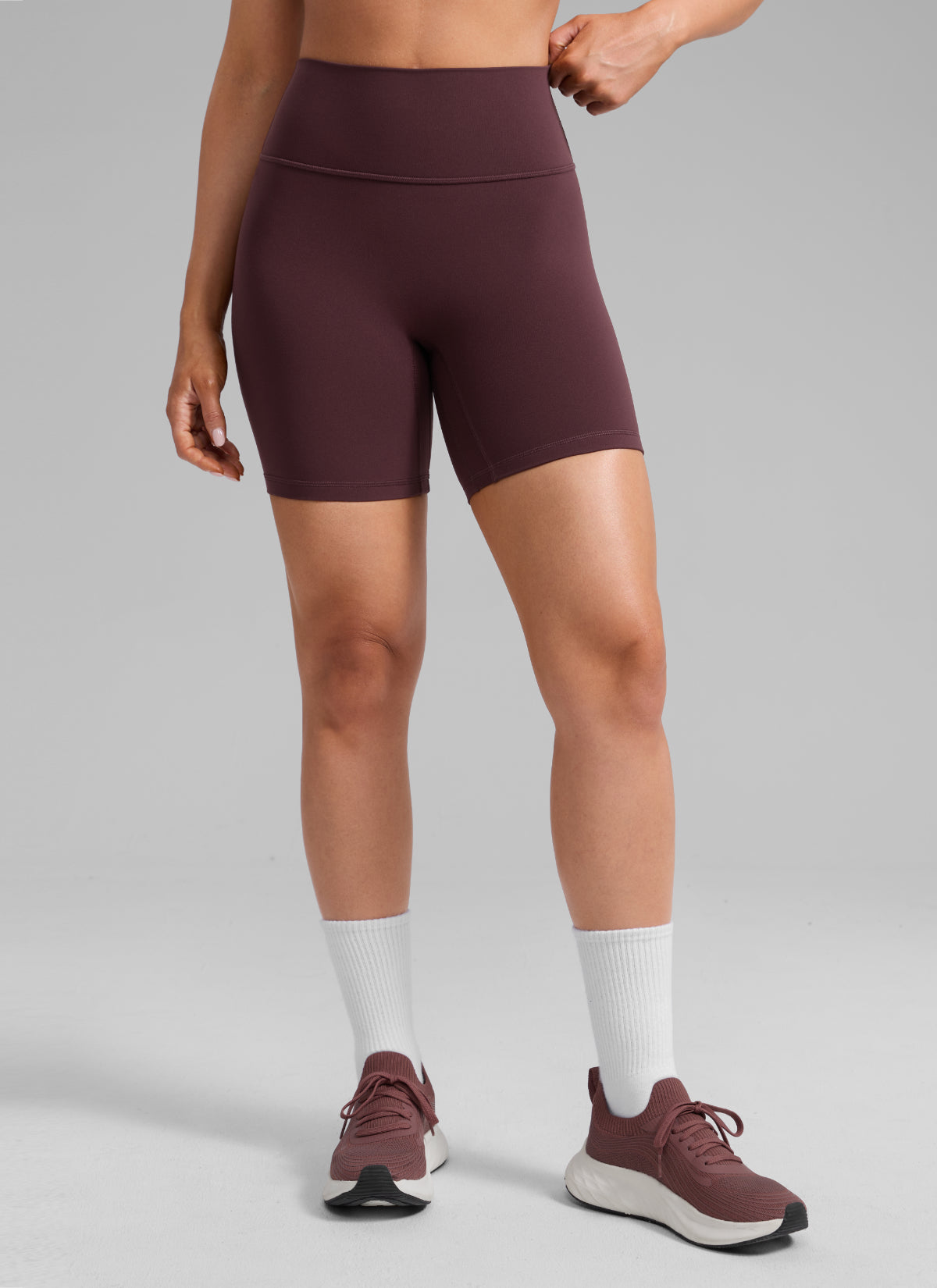 CRZ YOGA Butterlift Seluar Pendek Biker Wanita Scrunch Butt 6'' Tanpa Jahitan Depan Plum Masak