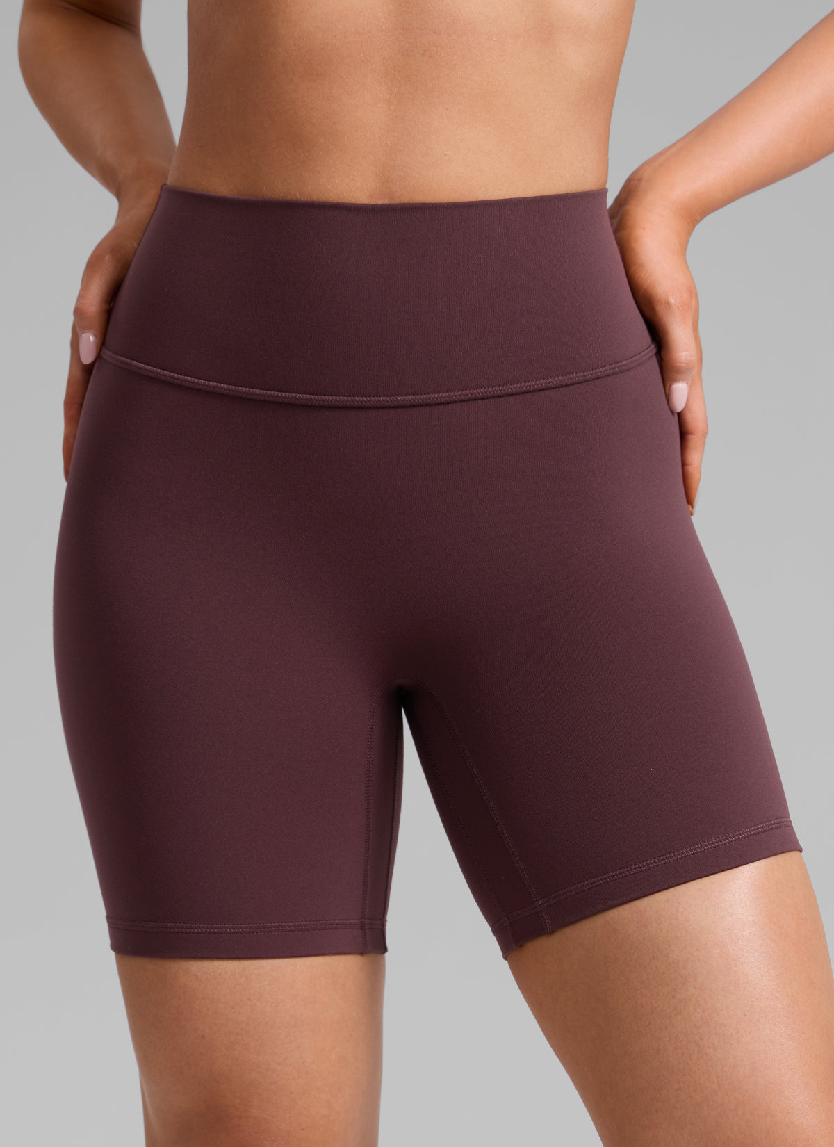 CRZ YOGA Butterlift Seluar Pendek Biker Wanita Scrunch Butt 6'' Tanpa Jahitan Depan Plum Masak