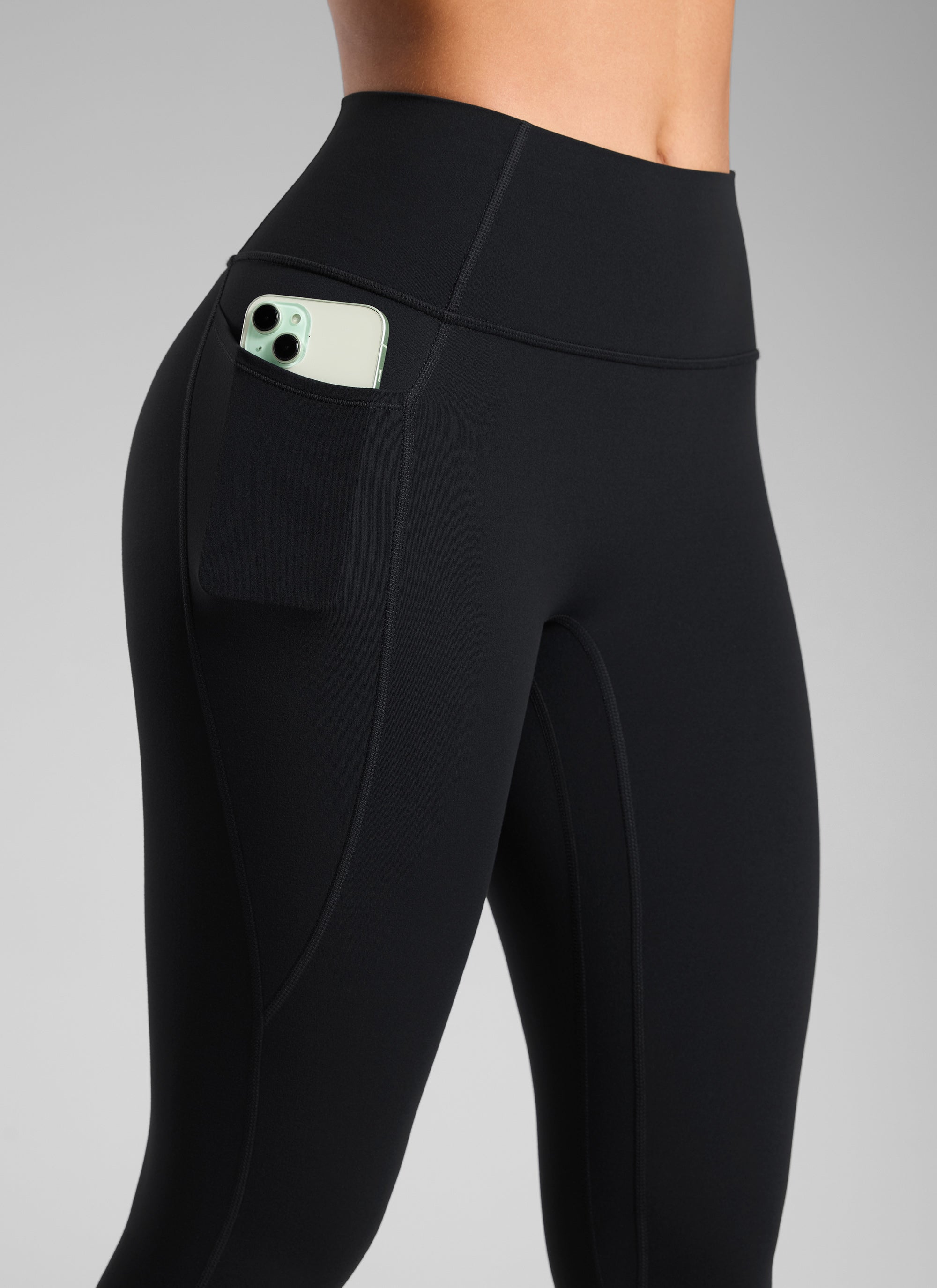 CRZ YOGA Wanita Butterlift Seluar Legging Poket Tanpa Jahitan Depan Tinggi Hitam