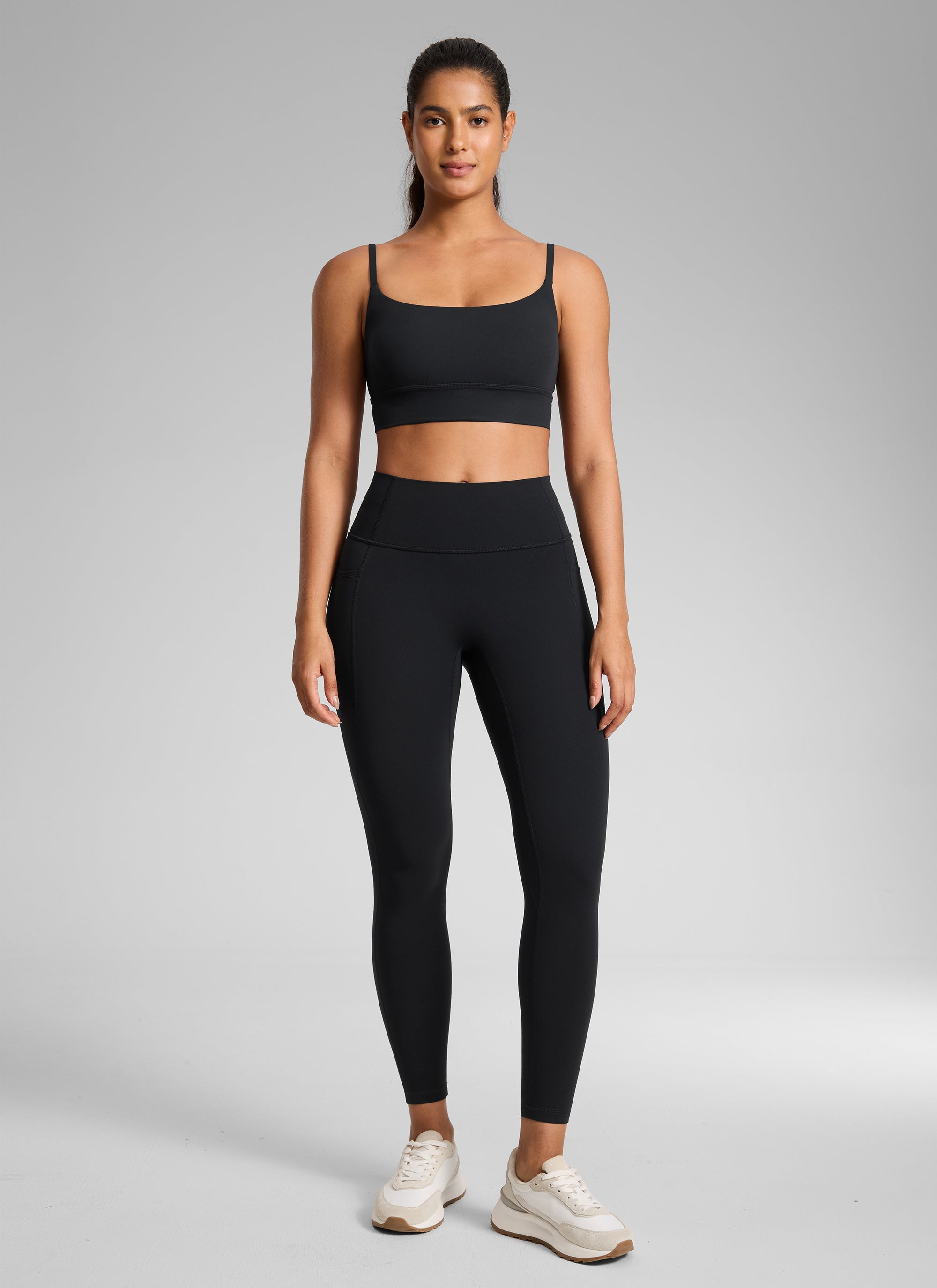 CRZ YOGA Wanita Butterlift Seluar Legging Poket Tanpa Jahitan Depan Tinggi Hitam
