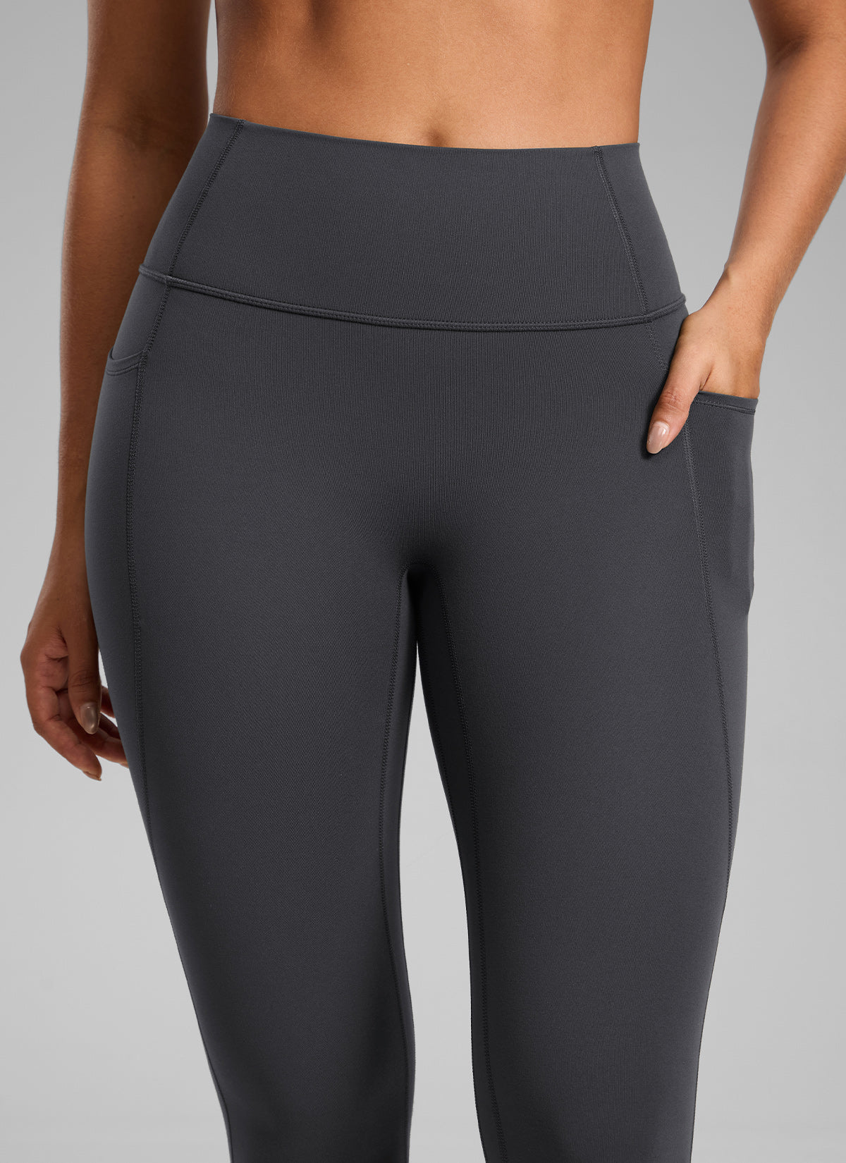 CRZ YOGA Wanita Butterlift Seluar Legging Poket Tanpa Jahitan Depan Tinggi Kelabu Misterius