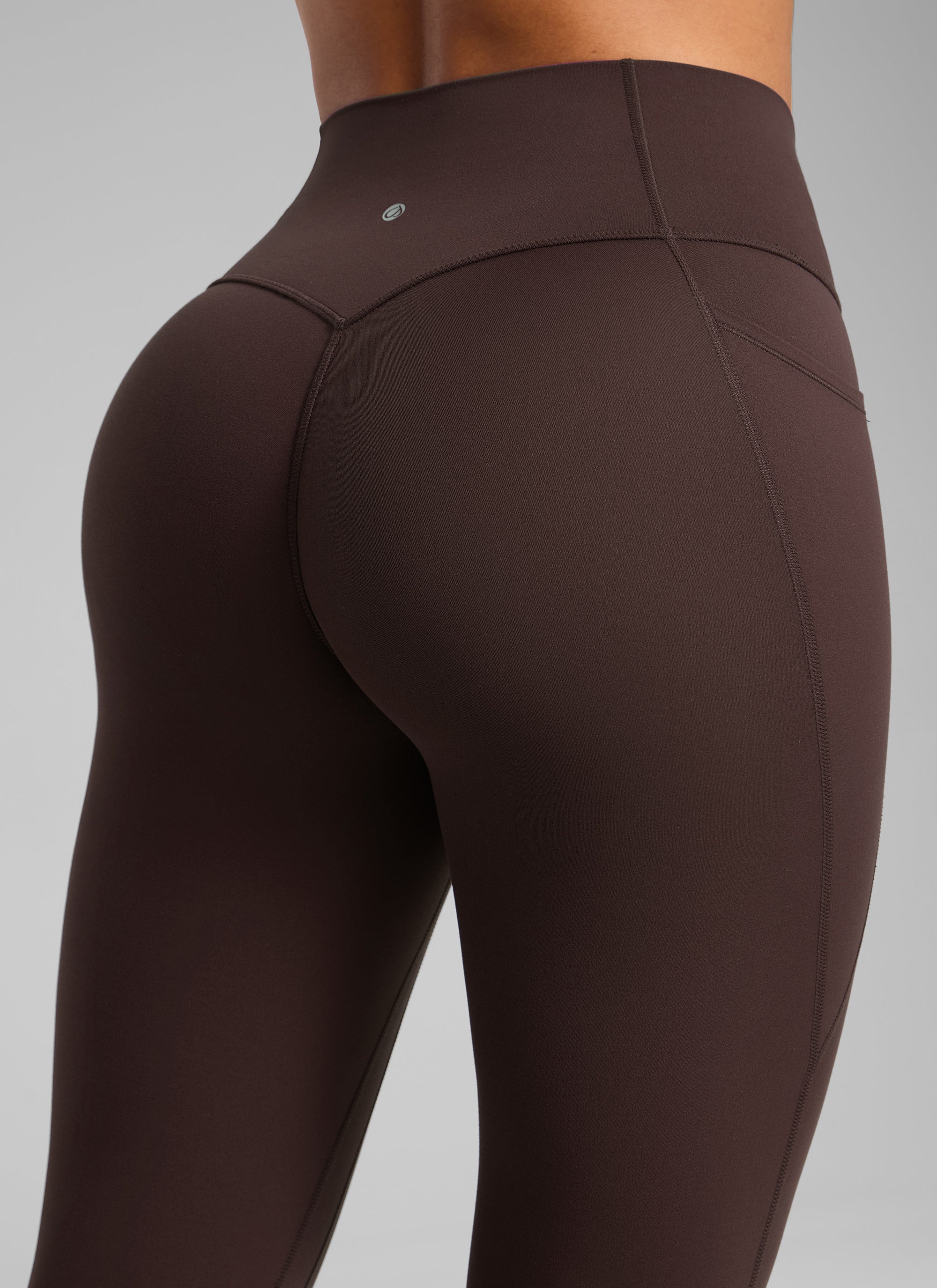 CRZ YOGA Wanita Butterlift Seluar Legging Poket Tanpa Jahitan Depan Tinggi Coklat Fudge Panas