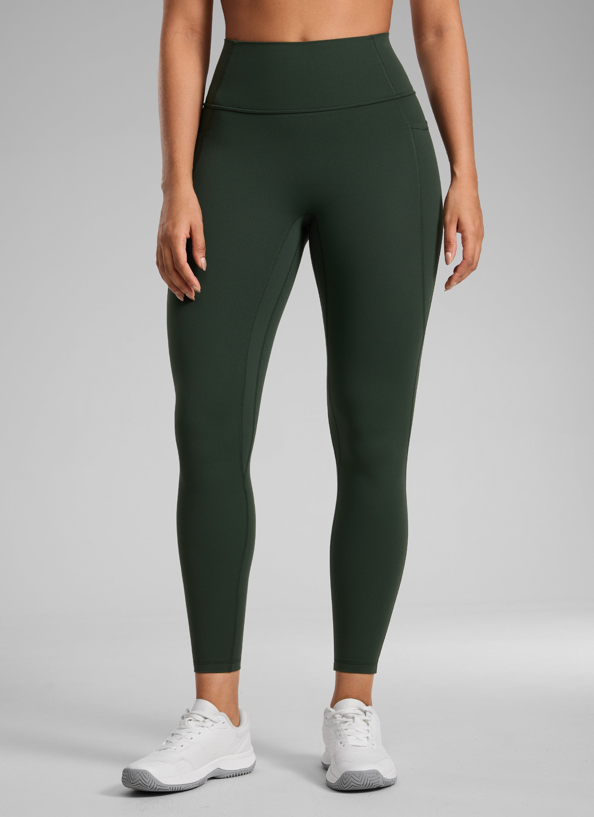 CRZ YOGA Wanita Butterlift Seluar Legging Poket Tanpa Jahitan Depan Tinggi Warna Hijau Legenda