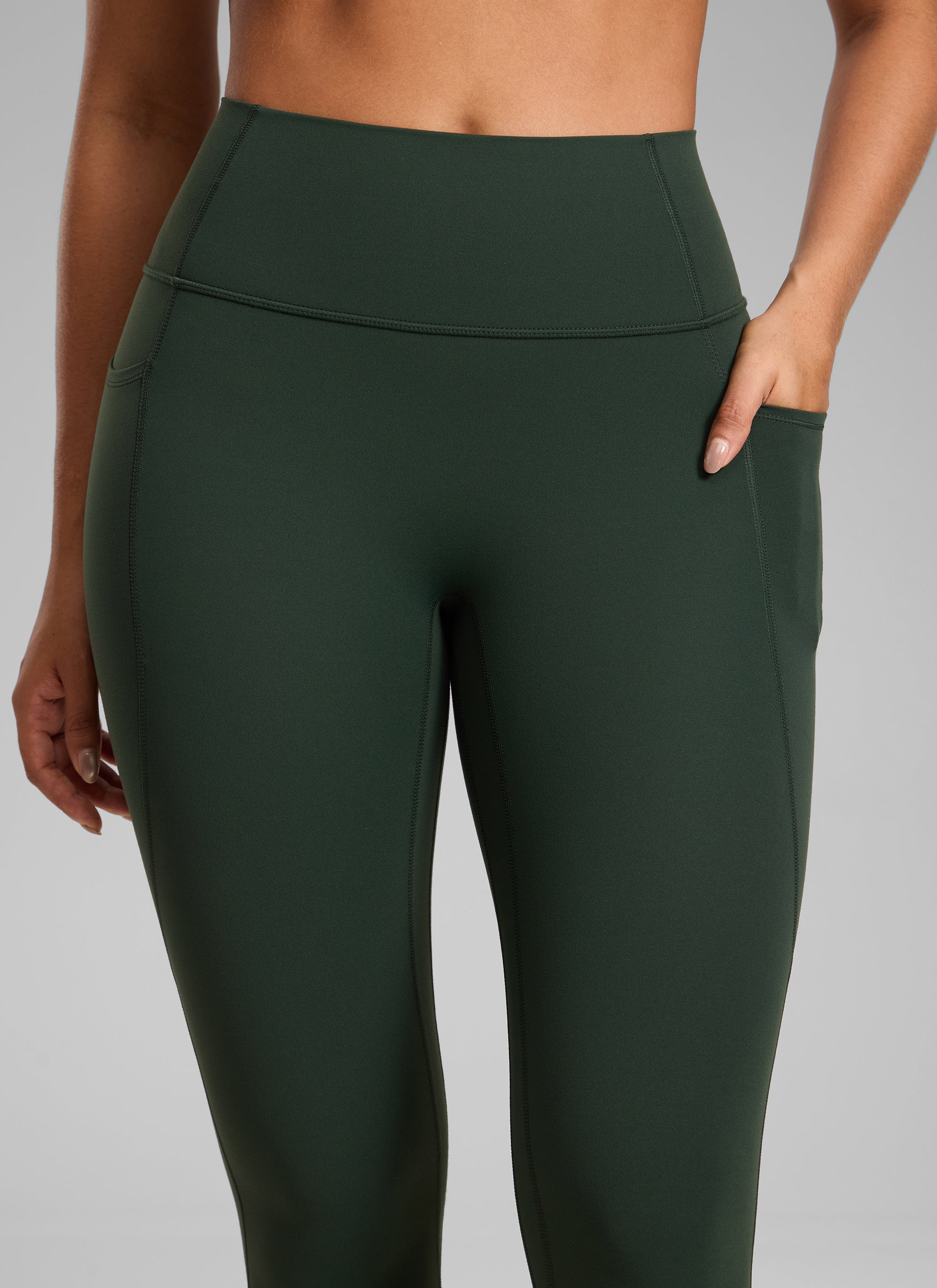 CRZ YOGA Wanita Butterlift Seluar Legging Poket Tanpa Jahitan Depan Tinggi Warna Hijau Legenda