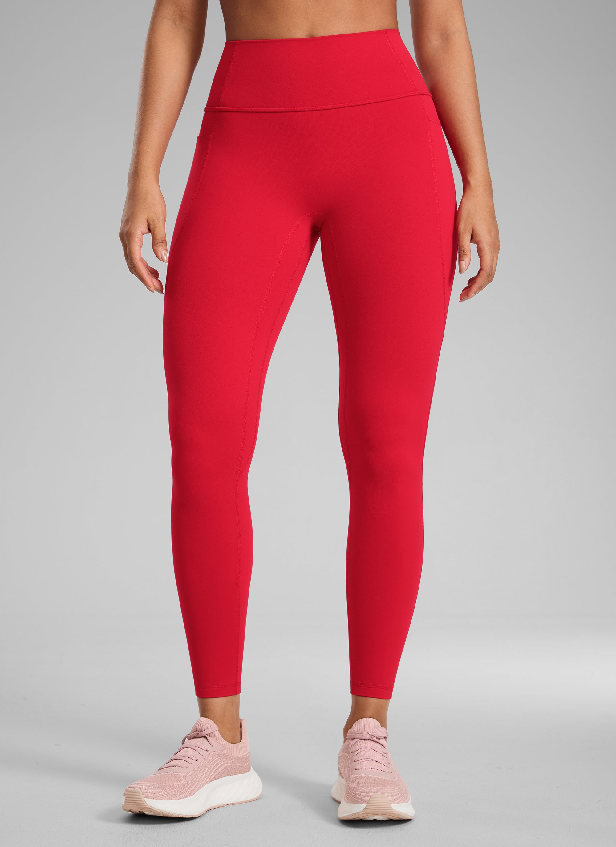 CRZ YOGA Wanita Butterlift Seluar Legging Poket Tanpa Jahitan Depan Tinggi Aurora Merah