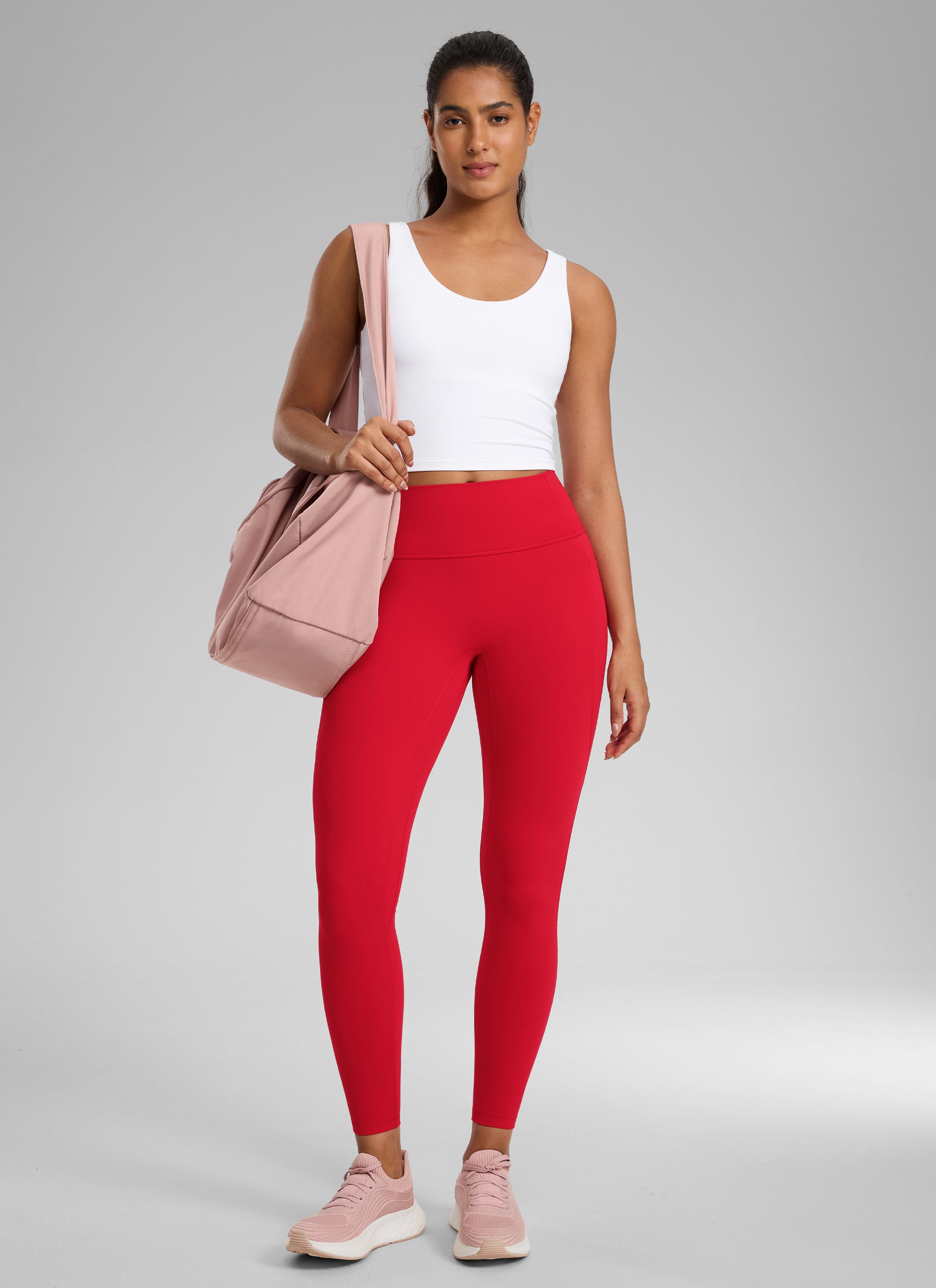 CRZ YOGA Wanita Butterlift Seluar Legging Poket Tanpa Jahitan Depan Tinggi Aurora Merah