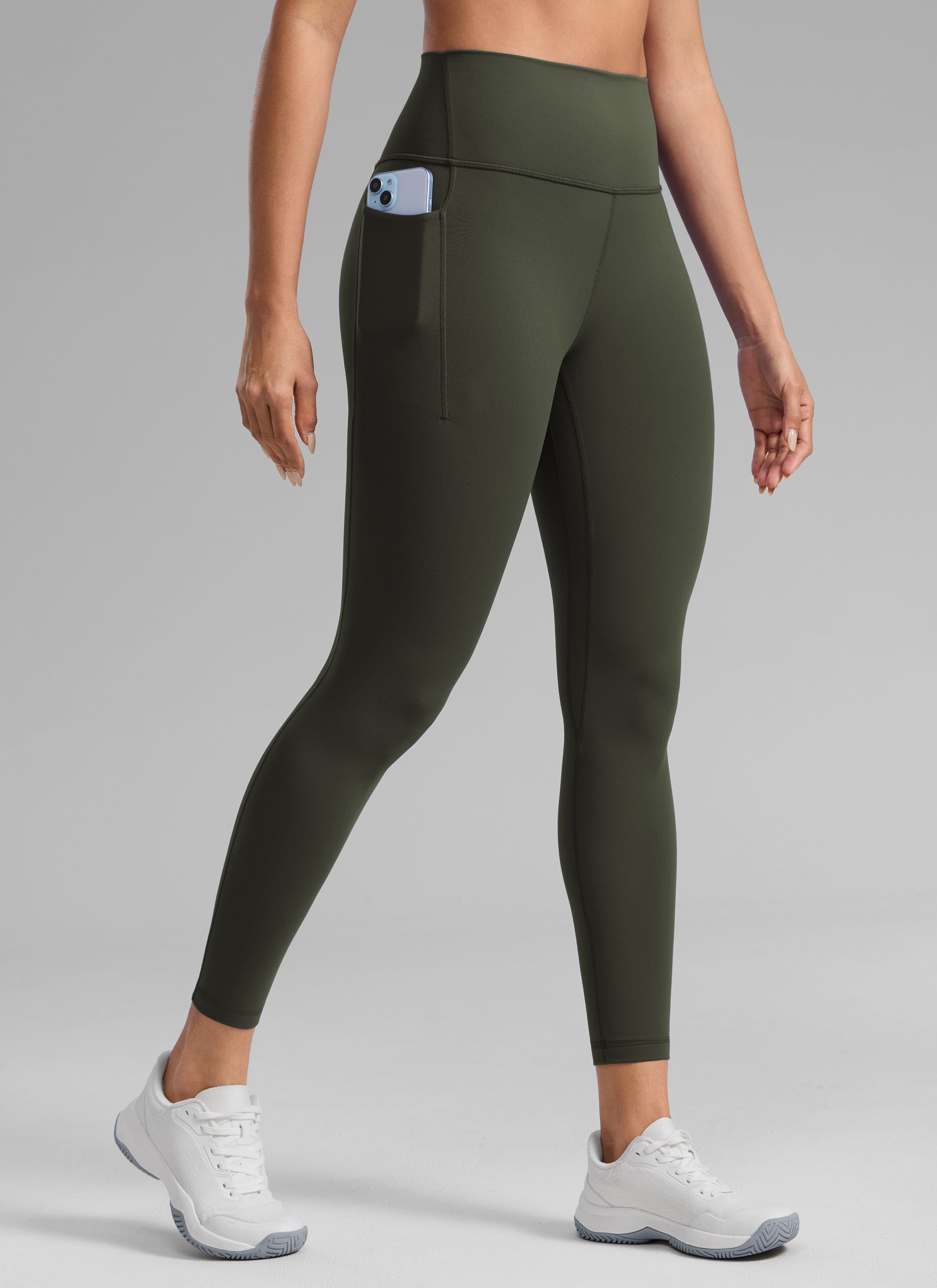 CRZ YOGA Wanita Butterlift Senaman Legging Poket Tinggi 25'' Hijau Zaitun