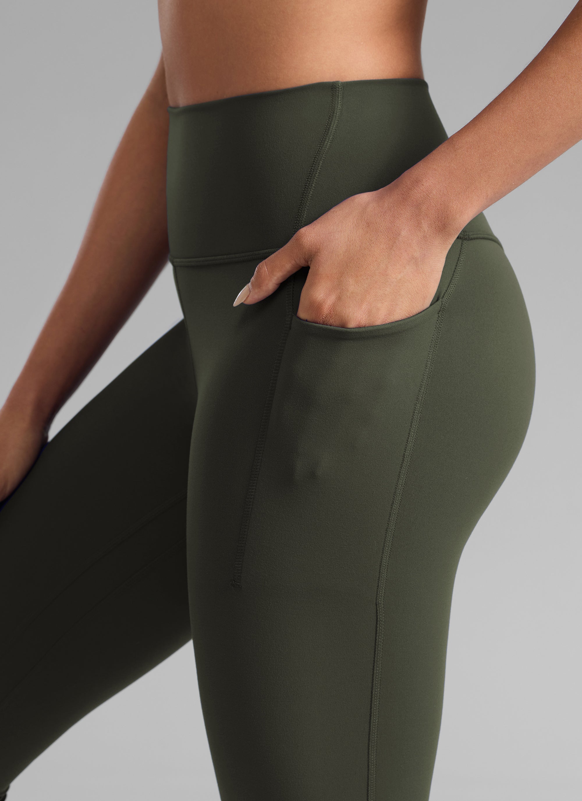CRZ YOGA Wanita Butterlift Senaman Legging Poket Tinggi 25'' Hijau Zaitun