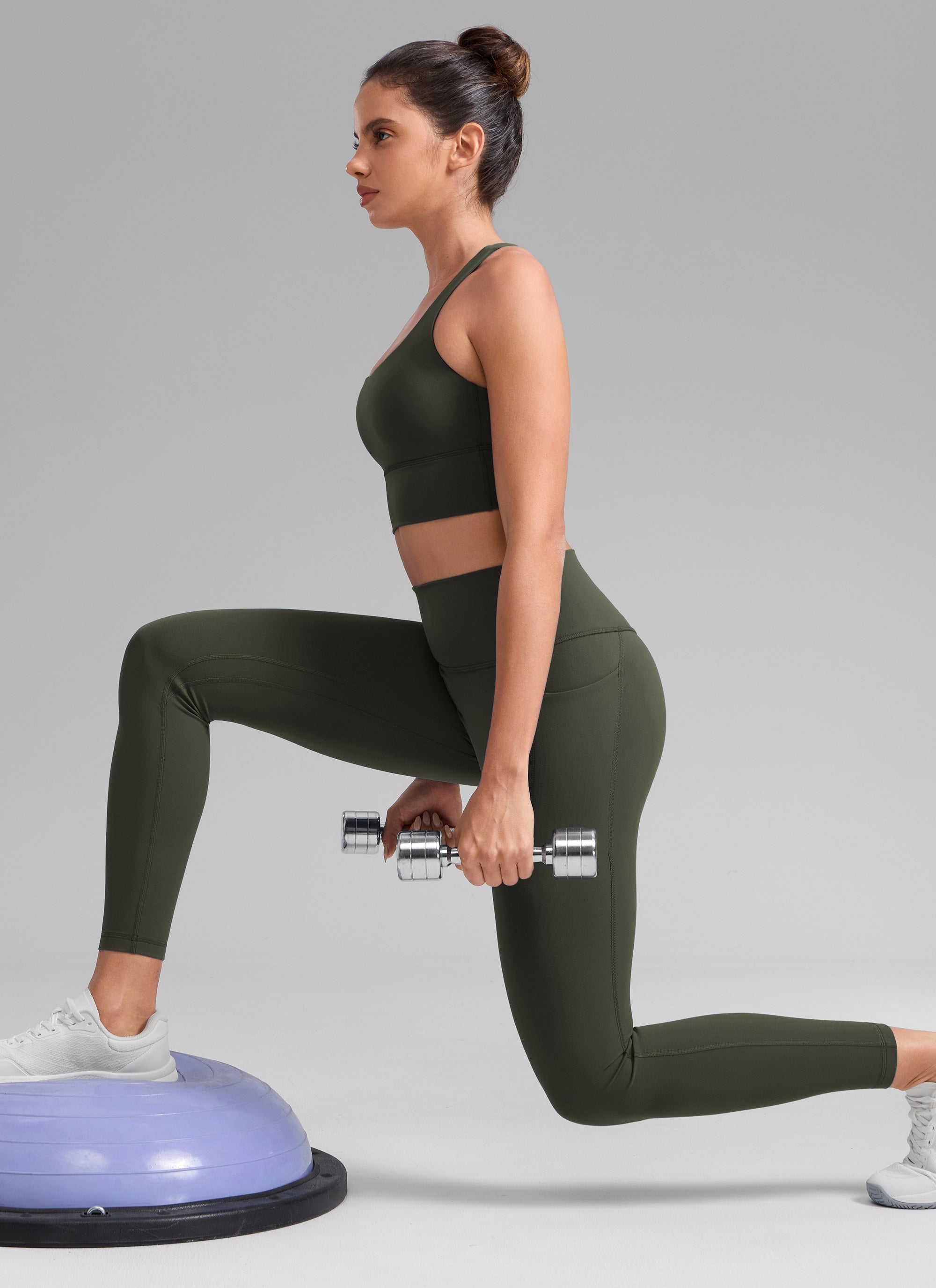 CRZ YOGA Wanita Butterlift Senaman Legging Poket Tinggi 25'' Hijau Zaitun
