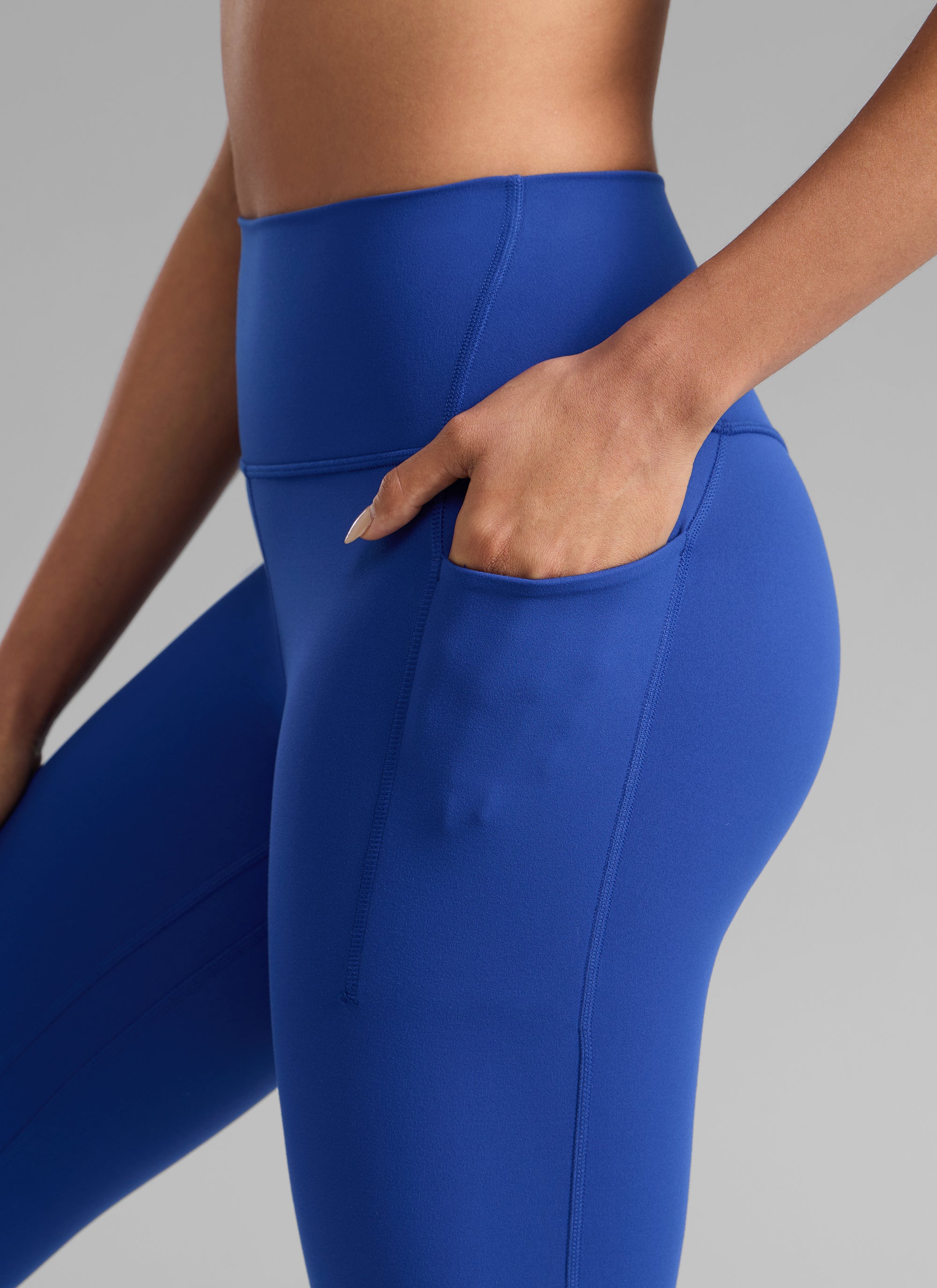 CRZ YOGA Wanita Butterlift Senaman Legging Poket Tinggi Berombak Biru 25''