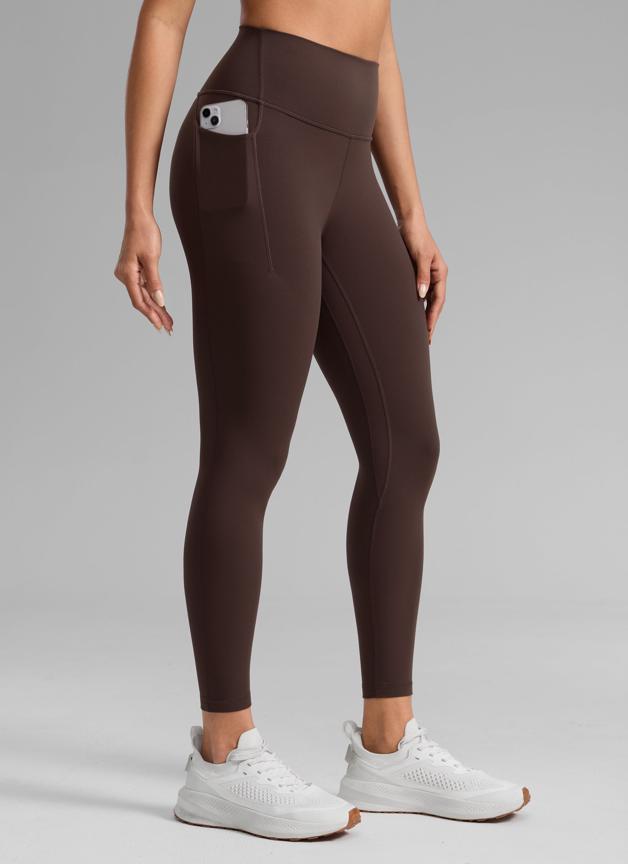 CRZ YOGA Wanita Butterlift Senaman Legging Poket Tinggi 25'' Coklat Fudge Panas