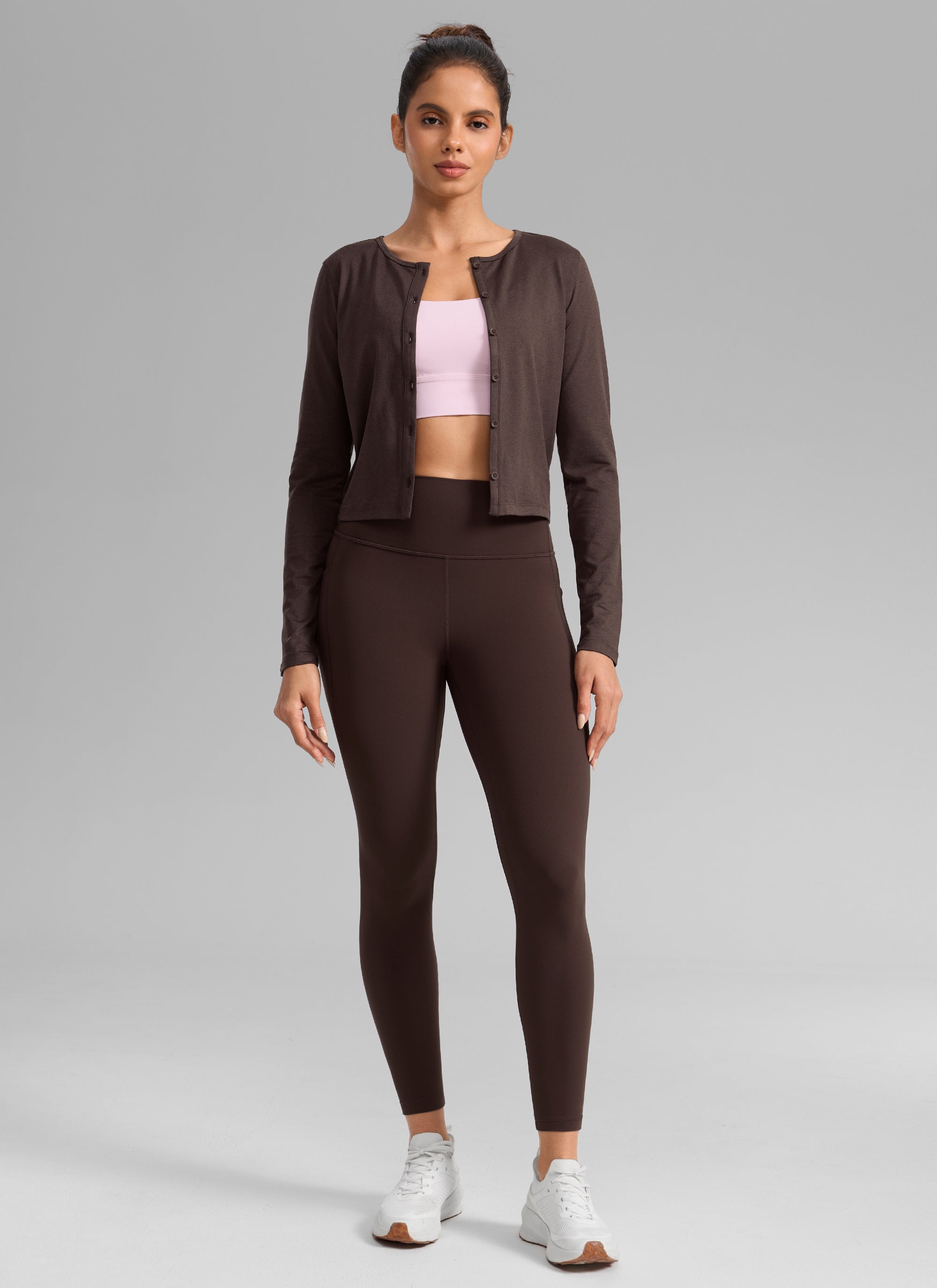 CRZ YOGA Wanita Butterlift Senaman Legging Poket Tinggi 25'' Coklat Fudge Panas