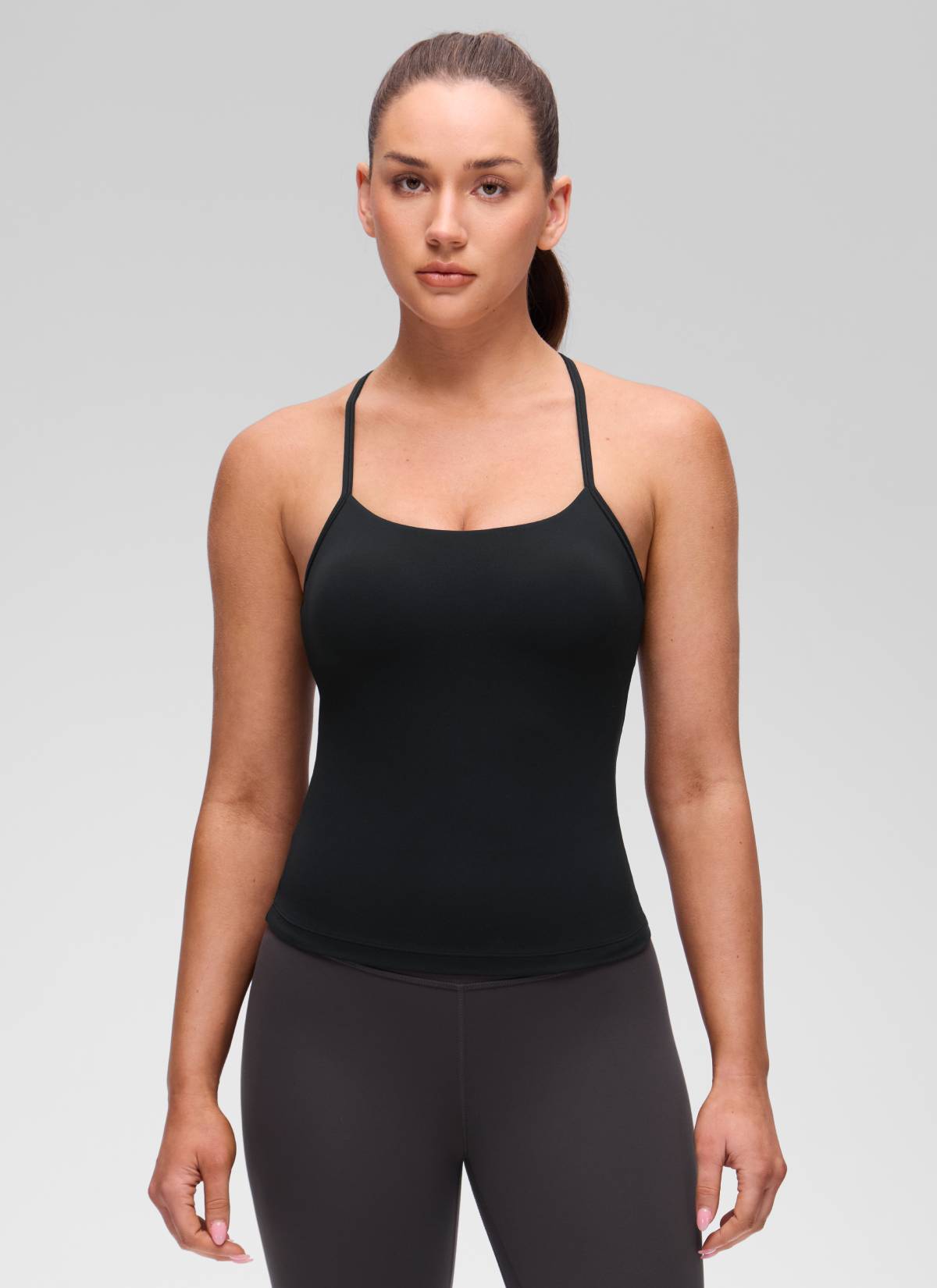 CRZ YOGA Yoga Slim Fit Wanita Butterluxe Bra Terbina Dalam Tank Y Back Hitam