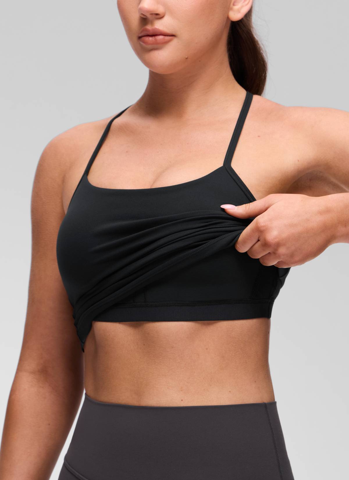 CRZ YOGA Yoga Slim Fit Wanita Butterluxe Bra Terbina Dalam Tank Y Back Hitam