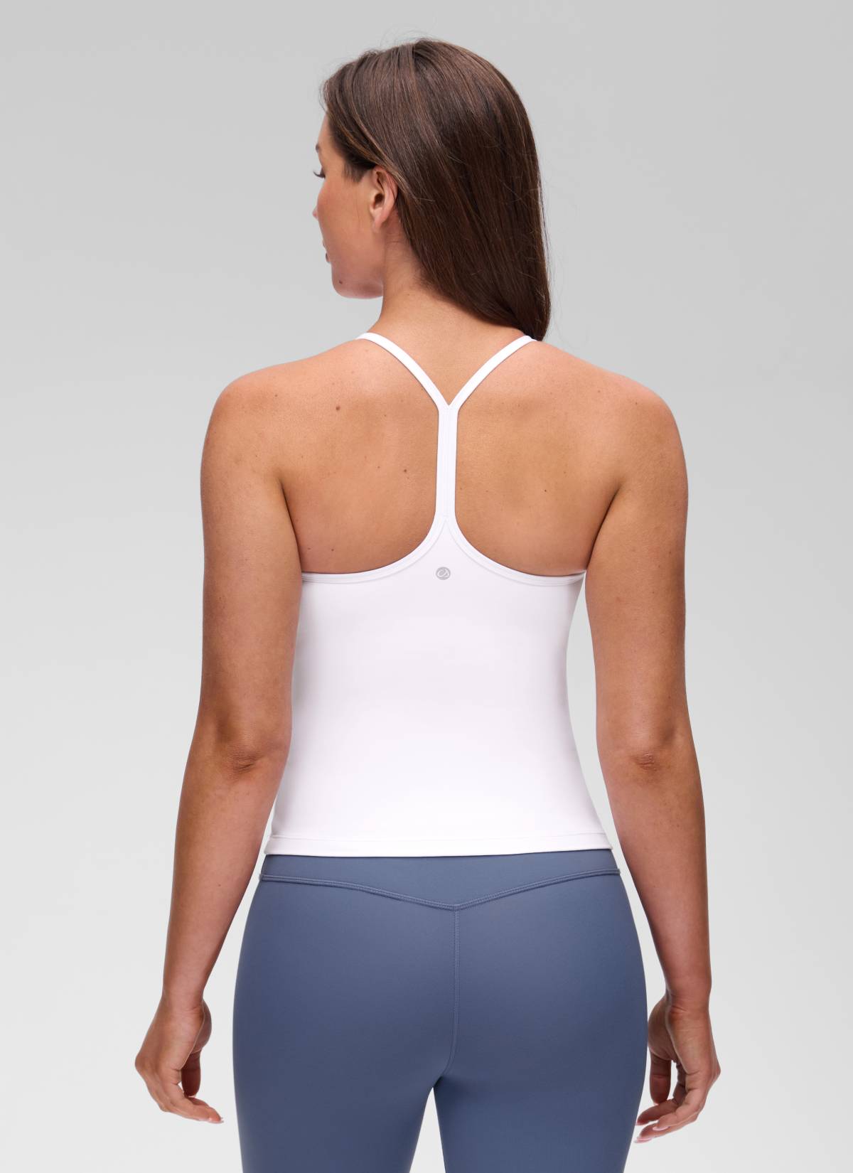 CRZ YOGA Yoga Slim Fit Wanita Butterluxe Bra Terbina Dalam dengan Tangki Belakang Y Putih