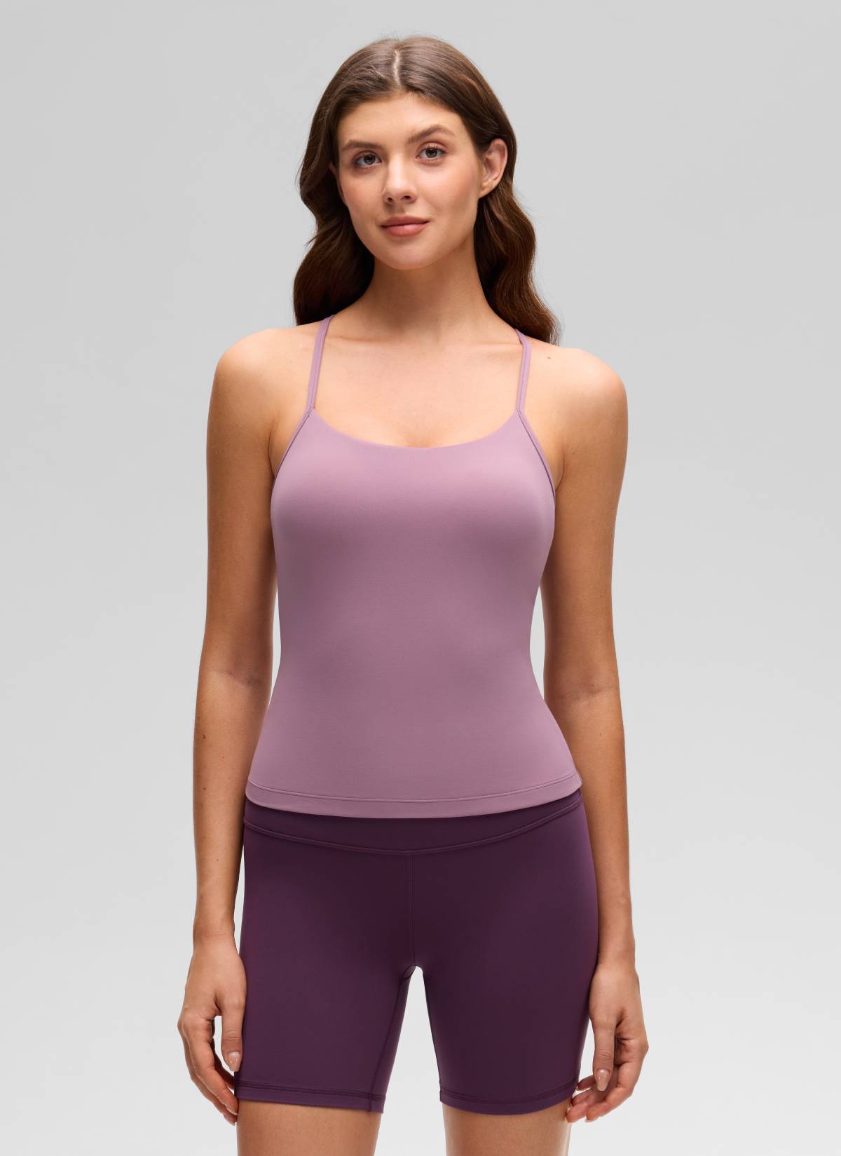 CRZ YOGA Yoga Slim Fit Wanita Butterluxe Bra Tank Y Lampu Belakang Lavender Terbina Dalam
