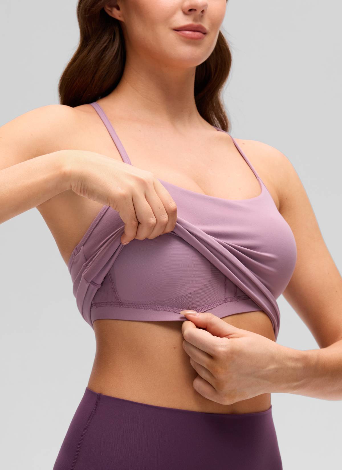 CRZ YOGA Yoga Slim Fit Wanita Butterluxe Bra Tank Y Lampu Belakang Lavender Terbina Dalam