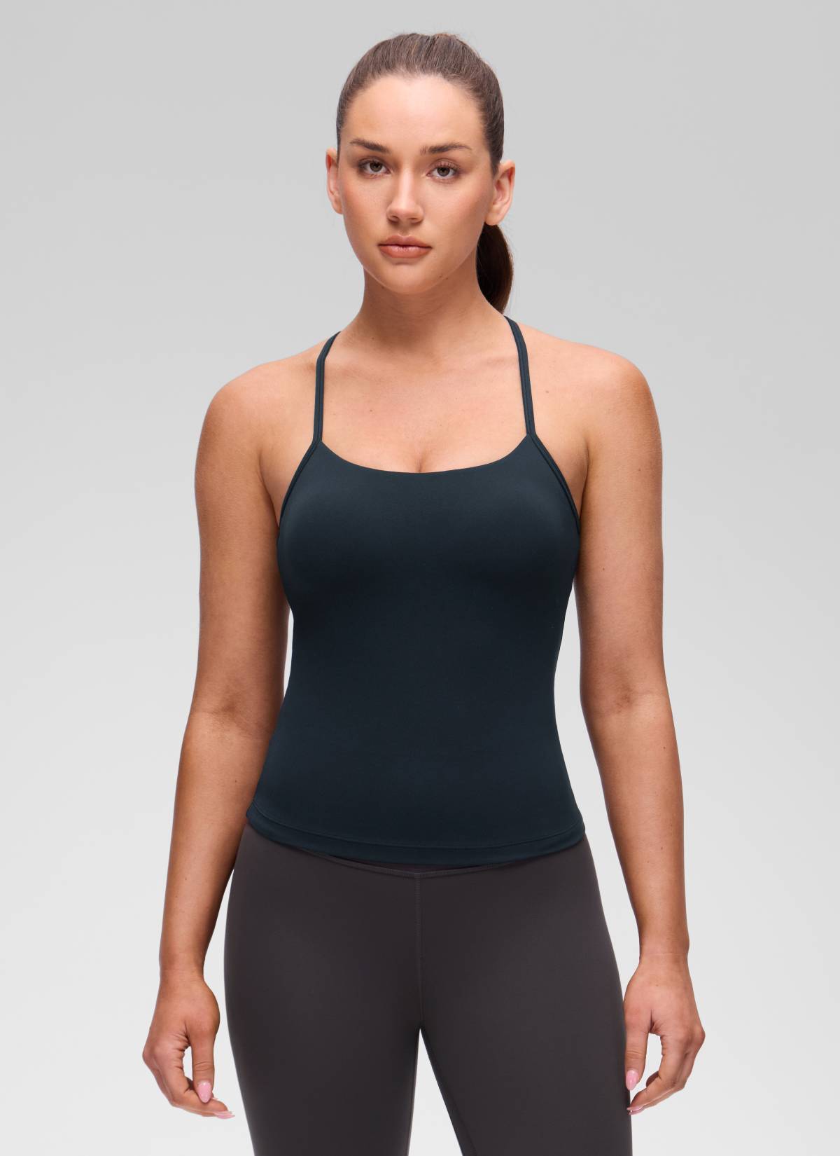 CRZ YOGA Yoga Slim Fit Wanita Butterluxe Bra Terbina Dalam Tank Y Back True Navy