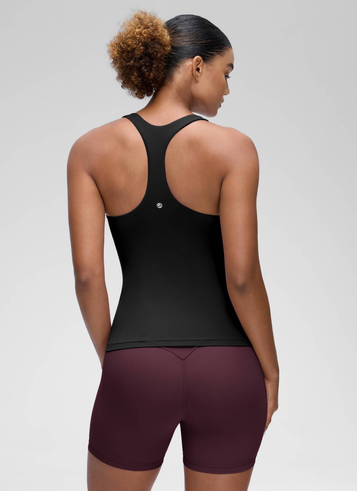 Baju Ketat Yoga Wanita CRZ YOGA Butterluxe Tangki Bra Terbina Dalam Hitam