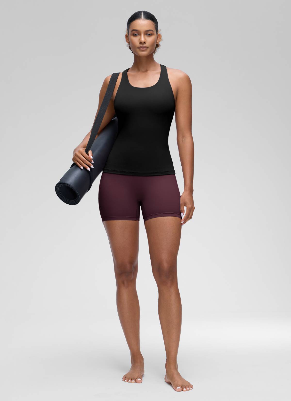 Baju Ketat Yoga Wanita CRZ YOGA Butterluxe Tangki Bra Terbina Dalam Hitam