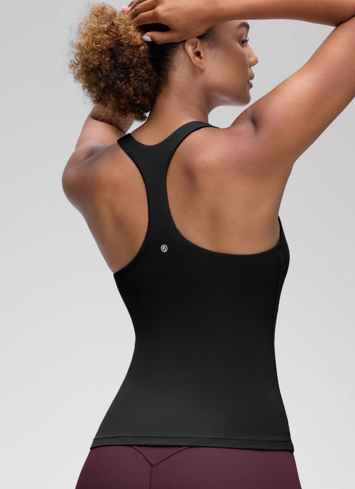 Baju Ketat Yoga Wanita CRZ YOGA Butterluxe Tangki Bra Terbina Dalam Hitam