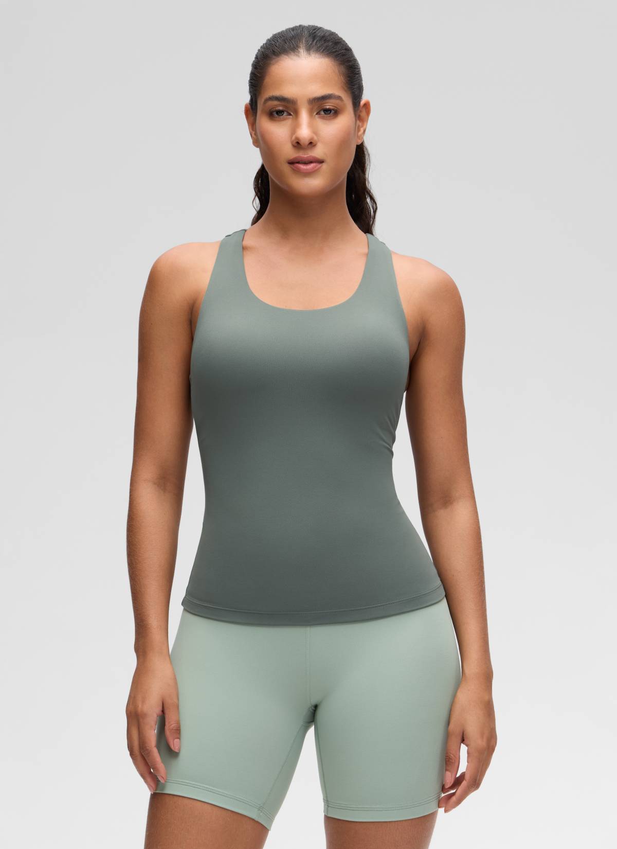 Baju Ketat Yoga Wanita CRZ YOGA Butterluxe Bra Tank Terbina Dalam Grey Sage