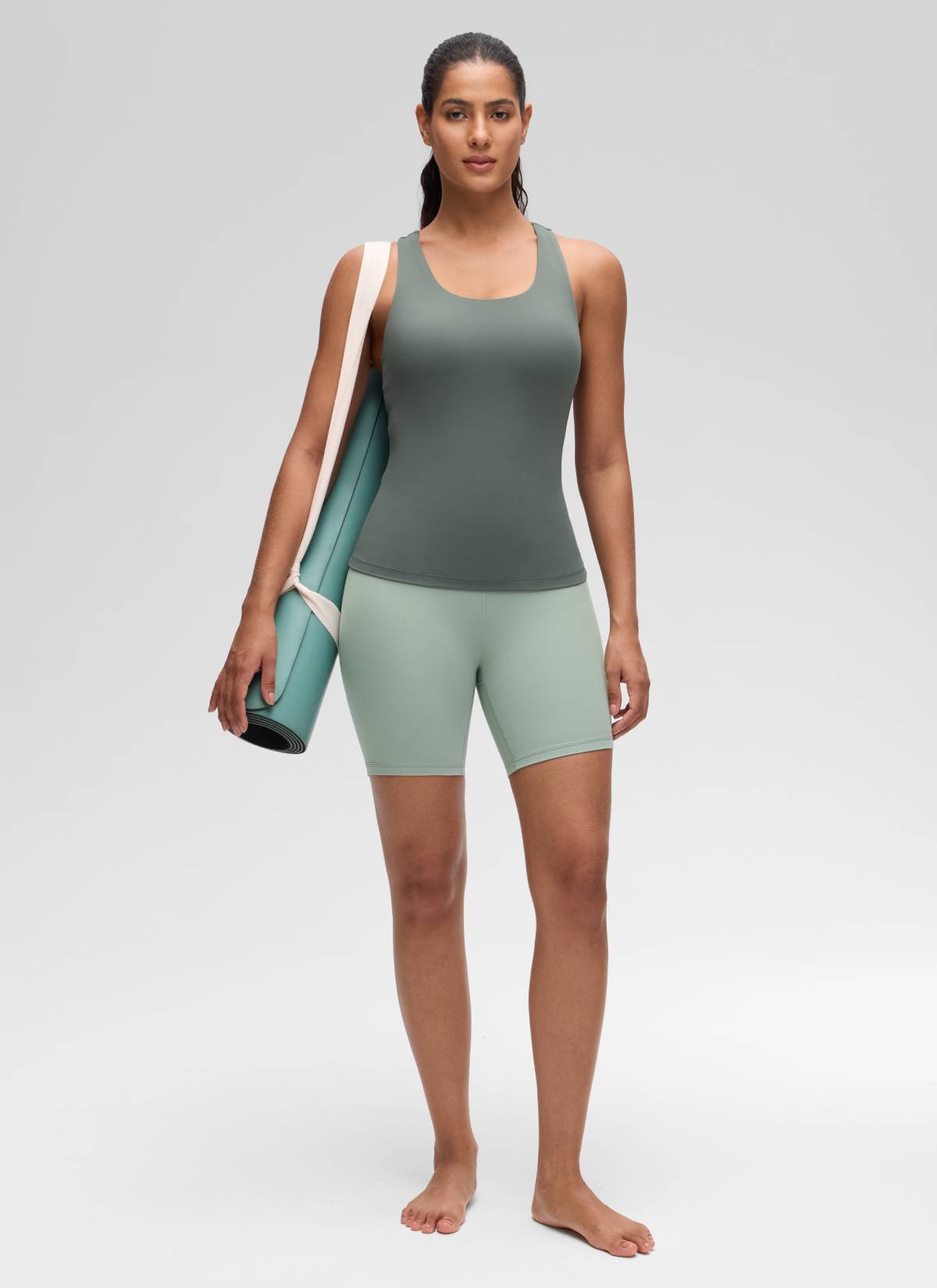 Baju Ketat Yoga Wanita CRZ YOGA Butterluxe Bra Tank Terbina Dalam Grey Sage