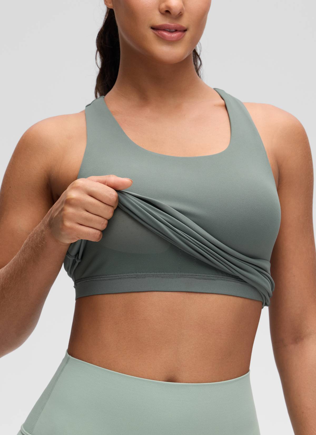 Baju Ketat Yoga Wanita CRZ YOGA Butterluxe Bra Tank Terbina Dalam Grey Sage