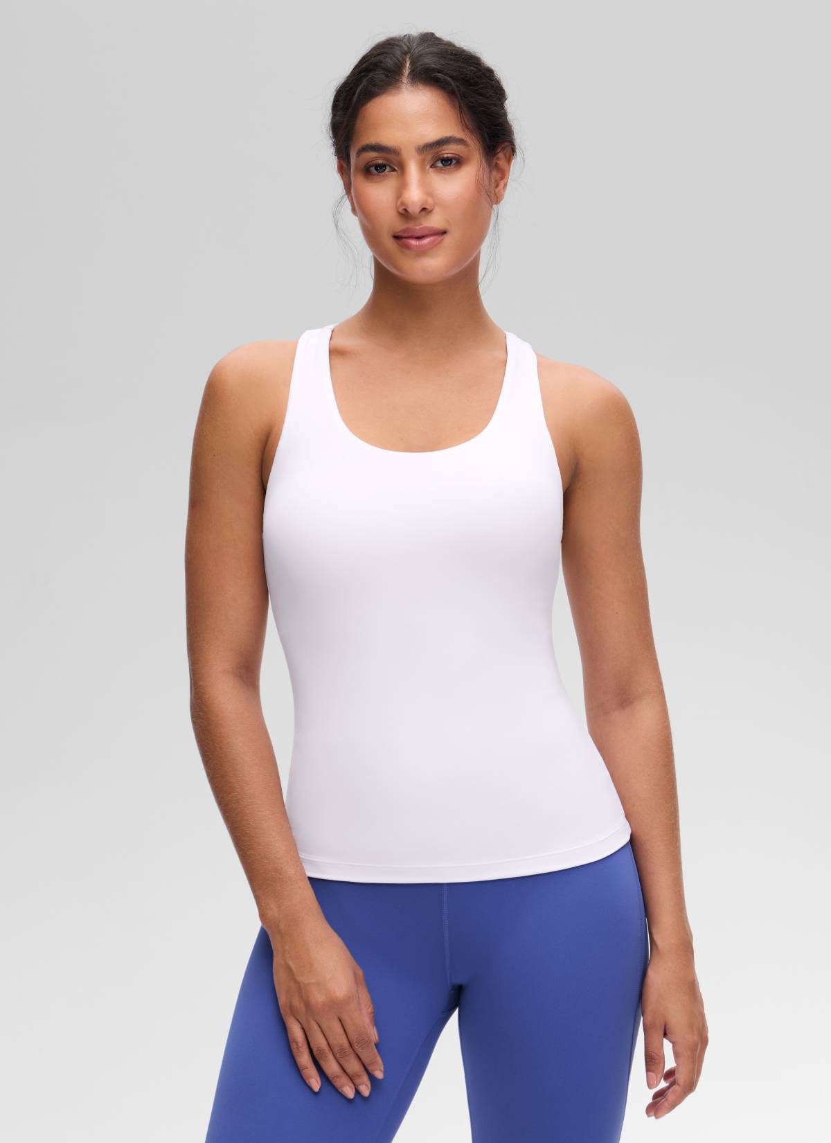 Baju Ketat Yoga Wanita CRZ YOGA Butterluxe Tangki Bra Terbina Dalam Putih