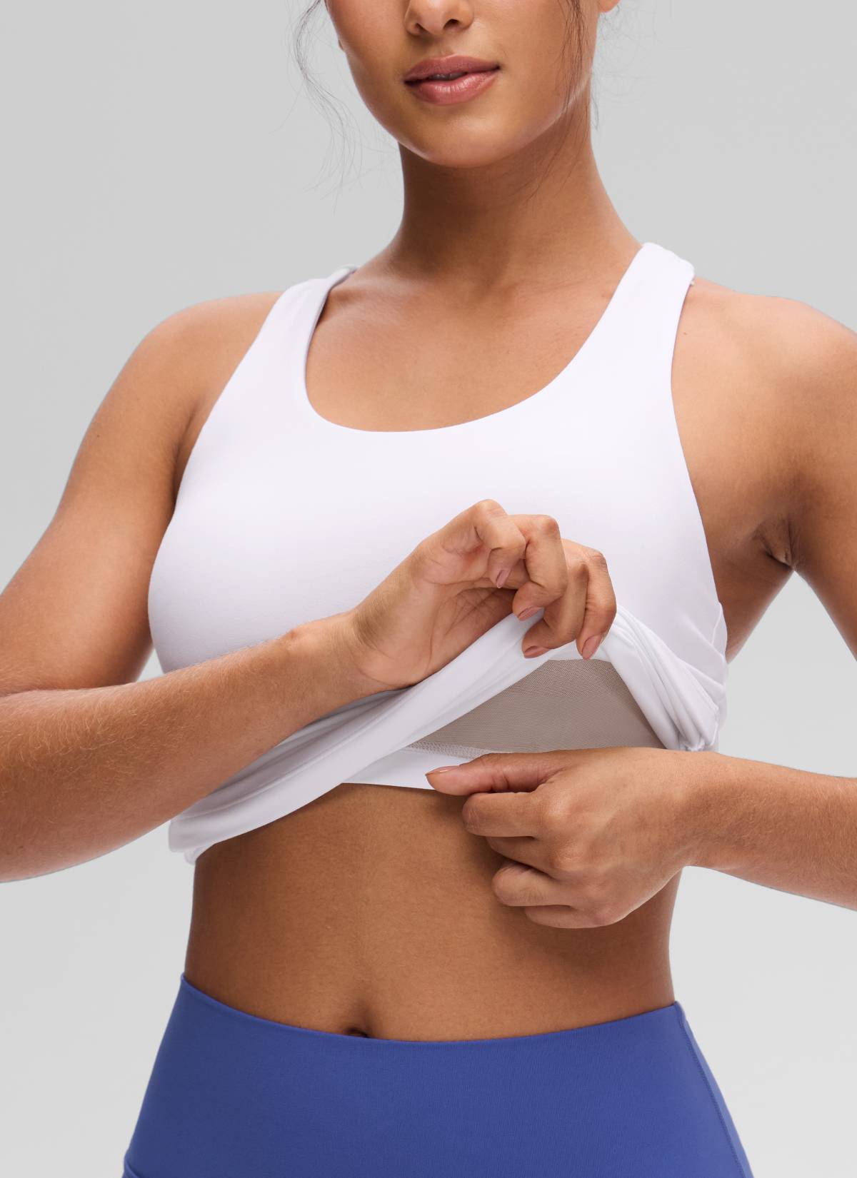 Baju Ketat Yoga Wanita CRZ YOGA Butterluxe Tangki Bra Terbina Dalam Putih