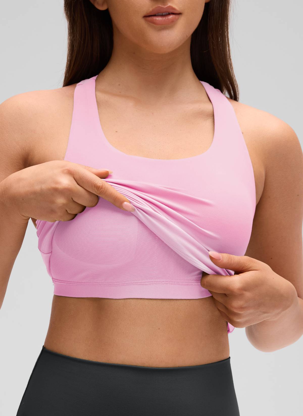 Baju Ketat Yoga Wanita CRZ YOGA Butterluxe Tangki Bra Terbina Dalam Peony Merah Jambu