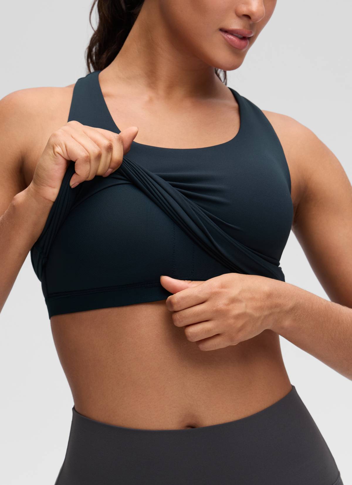 Baju Ketat Yoga Wanita CRZ YOGA Butterluxe Tangki Bra Terbina Dalam True Navy
