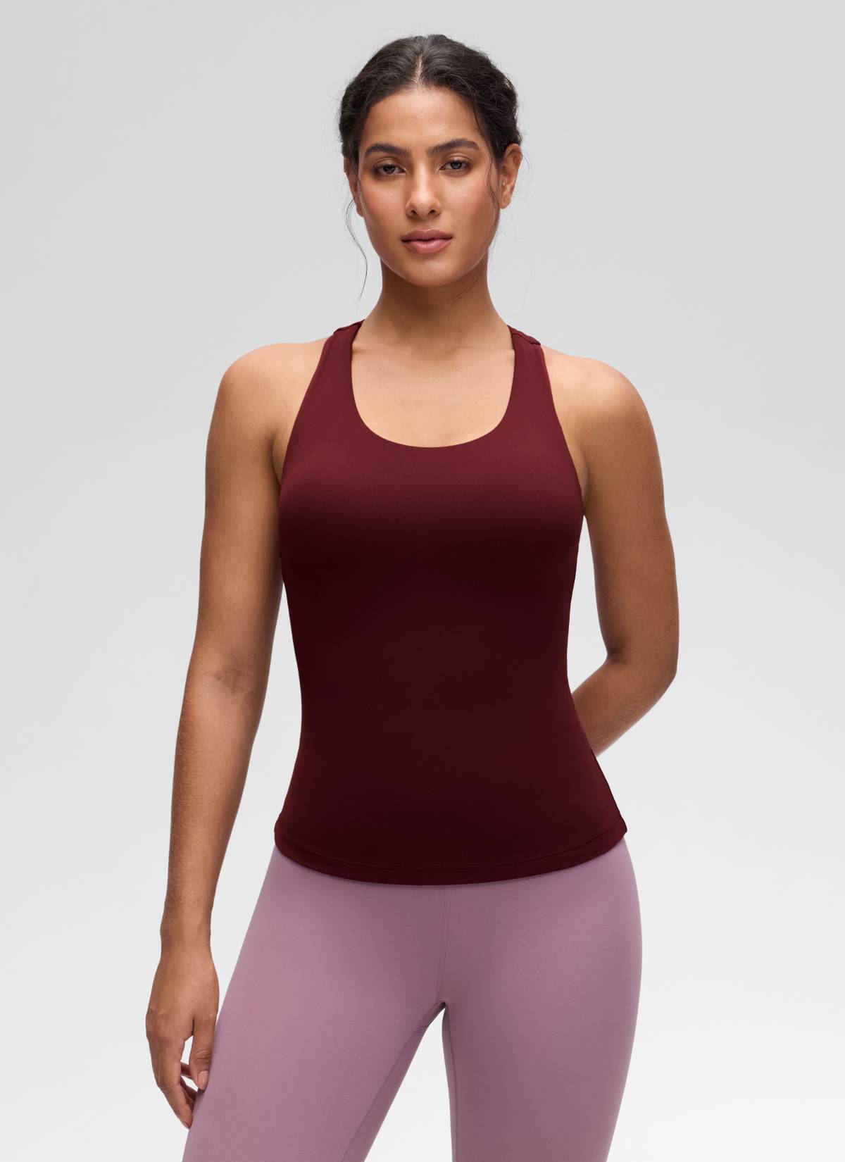 Baju Ketat Yoga Wanita CRZ YOGA Butterluxe Tangki Bra Terbina Dalam Merah Merlot