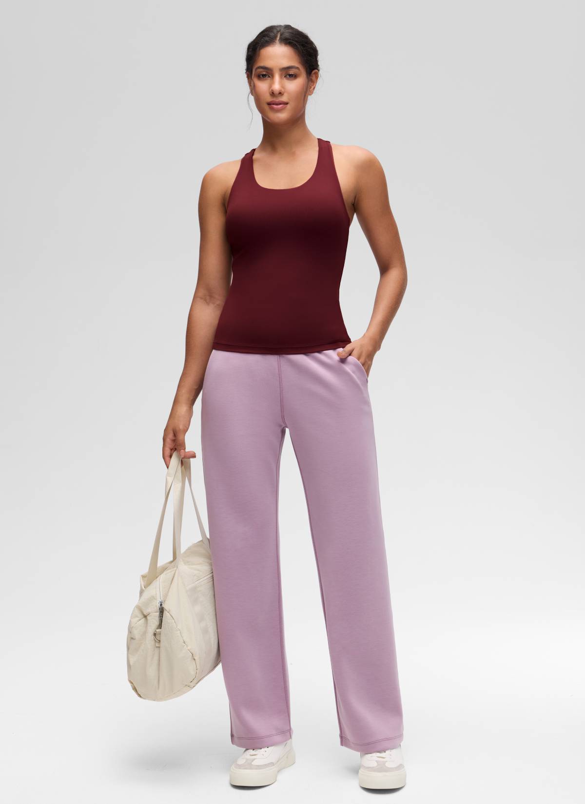 Baju Ketat Yoga Wanita CRZ YOGA Butterluxe Tangki Bra Terbina Dalam Merah Merlot